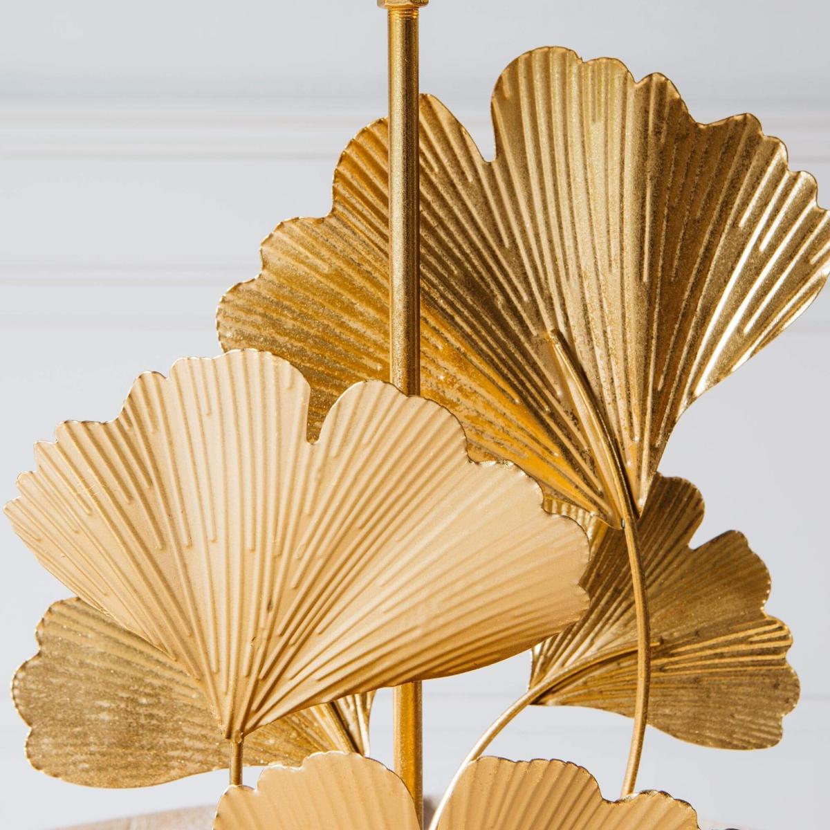 Gold Gingko Leaf Table Lamp with Shade – image 2