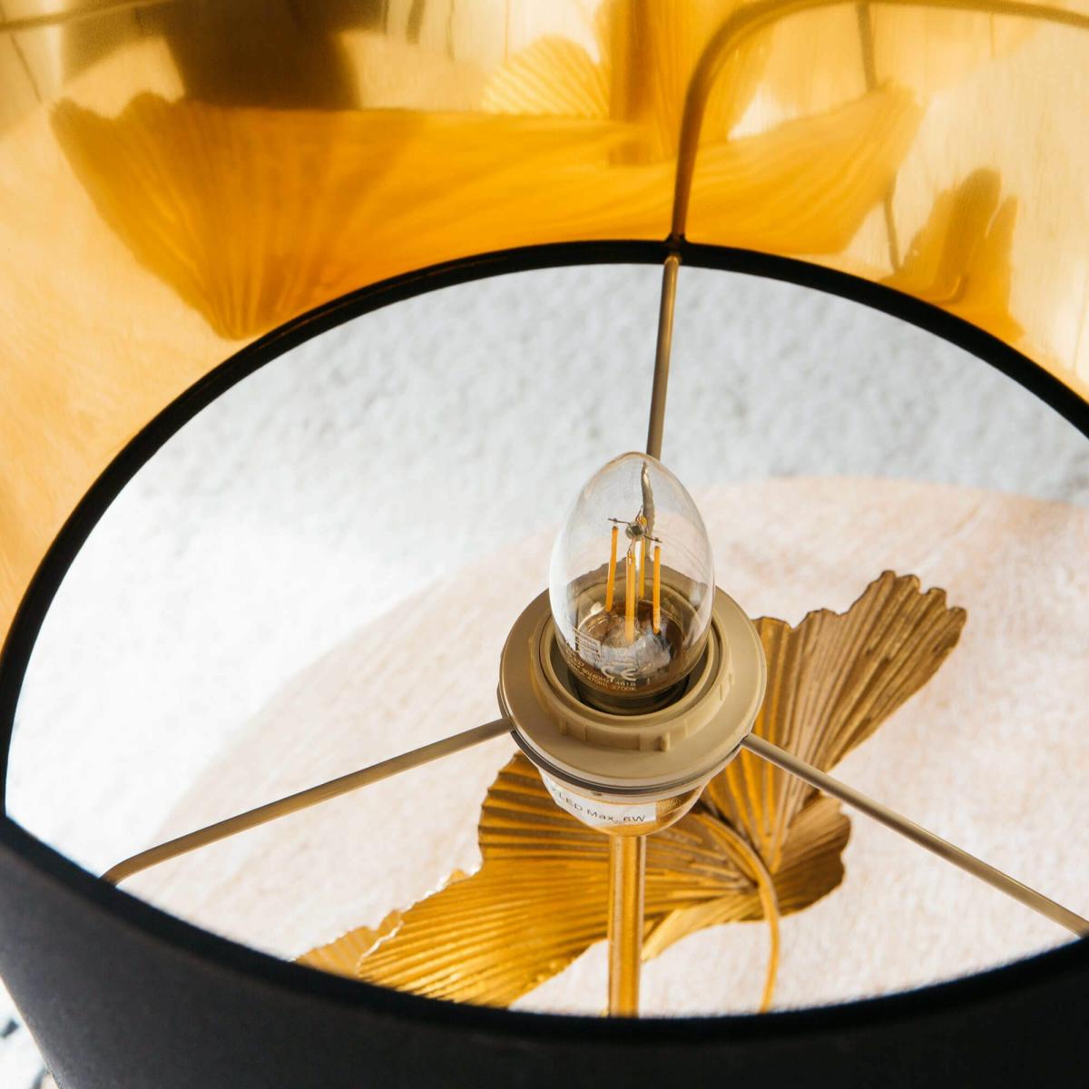 Gold Gingko Leaf Table Lamp with Shade – image 3