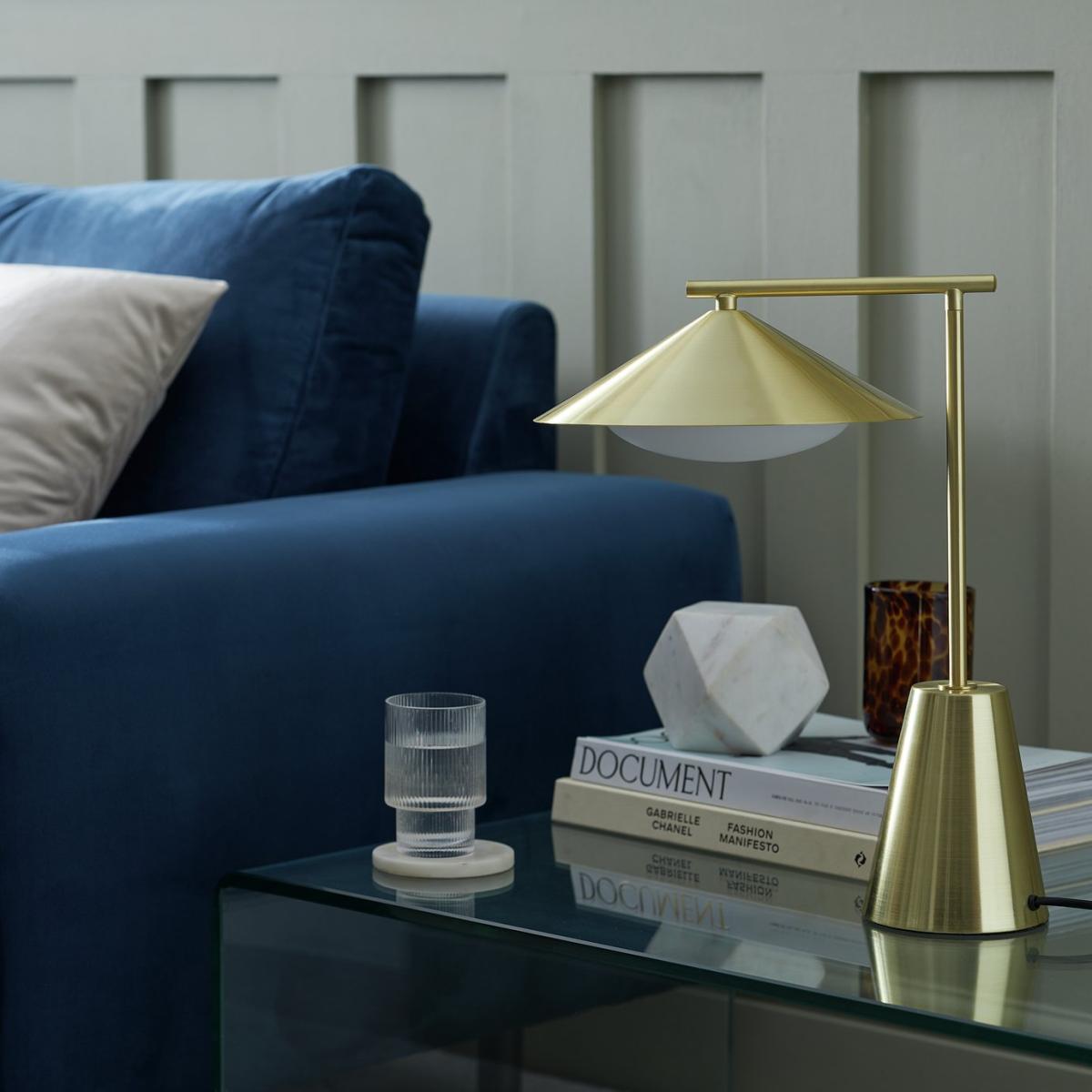Habitat Brushed 41cm Metal Table Lamp - Brass – image 1