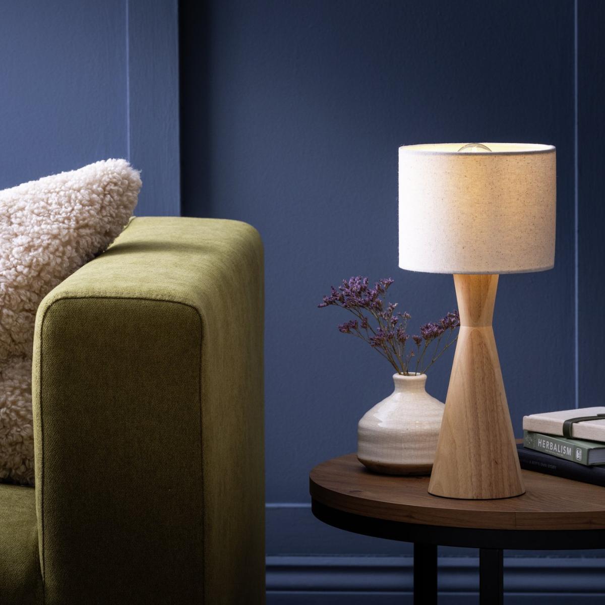 Habitat 35cm Natural Wood Table Lamp - Wood & White – image 2
