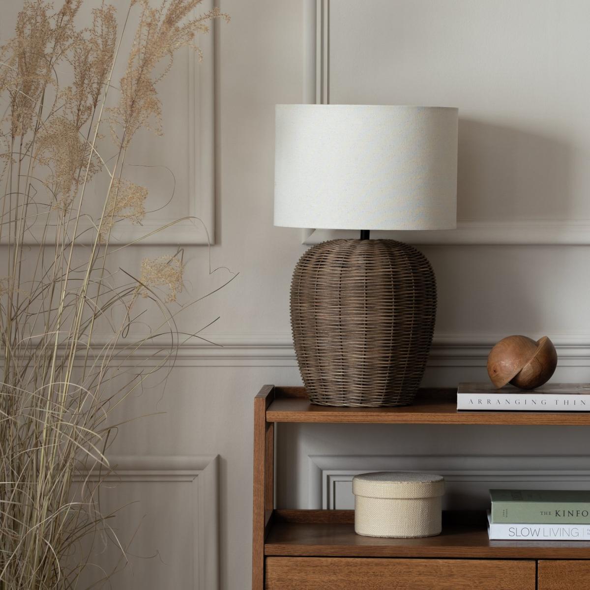 Habitat Wicker Pear 49cm Rattan Table Lamp - Natural – image 2