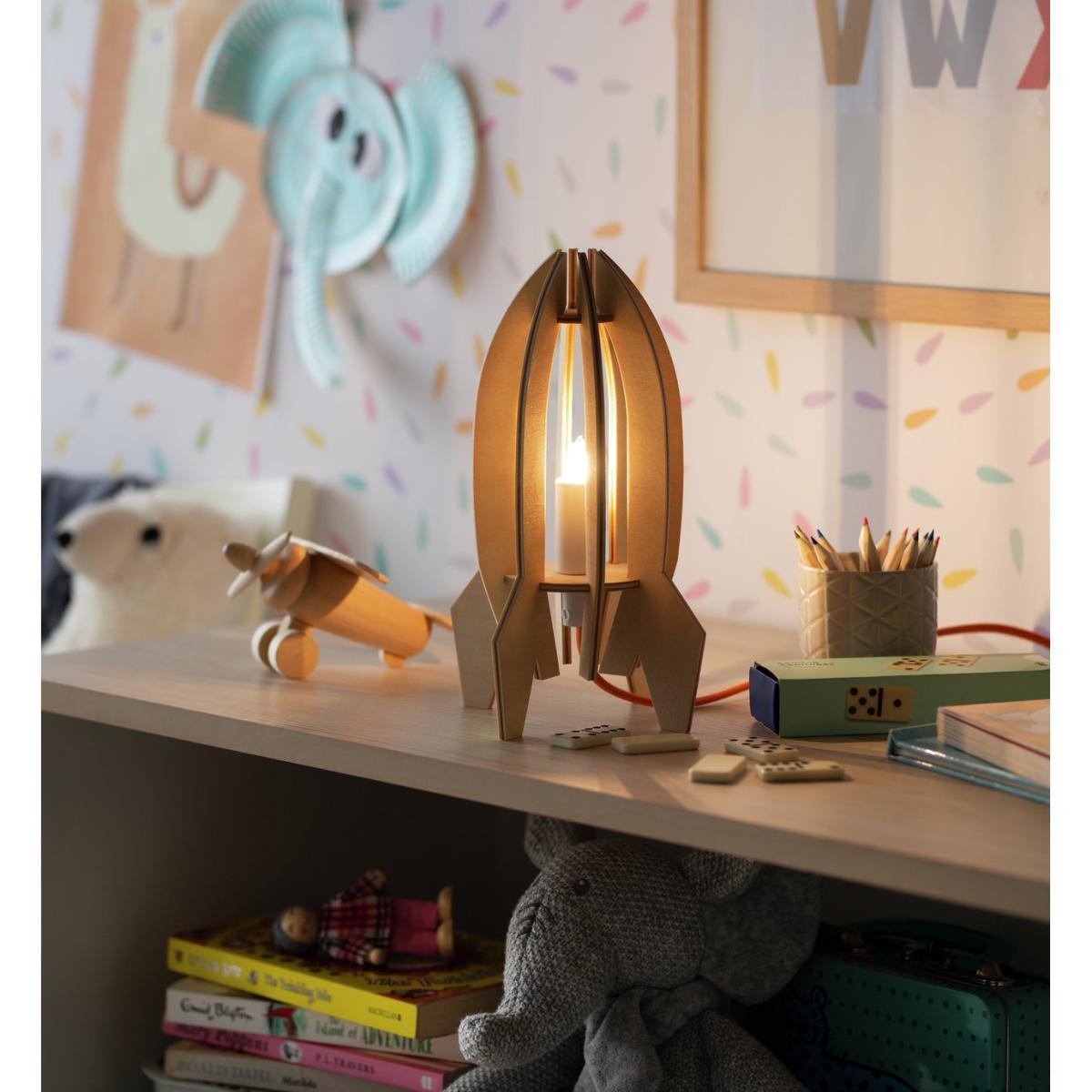 Habitat Kids Wooden Rocket Table Lamp - Natural – image 2