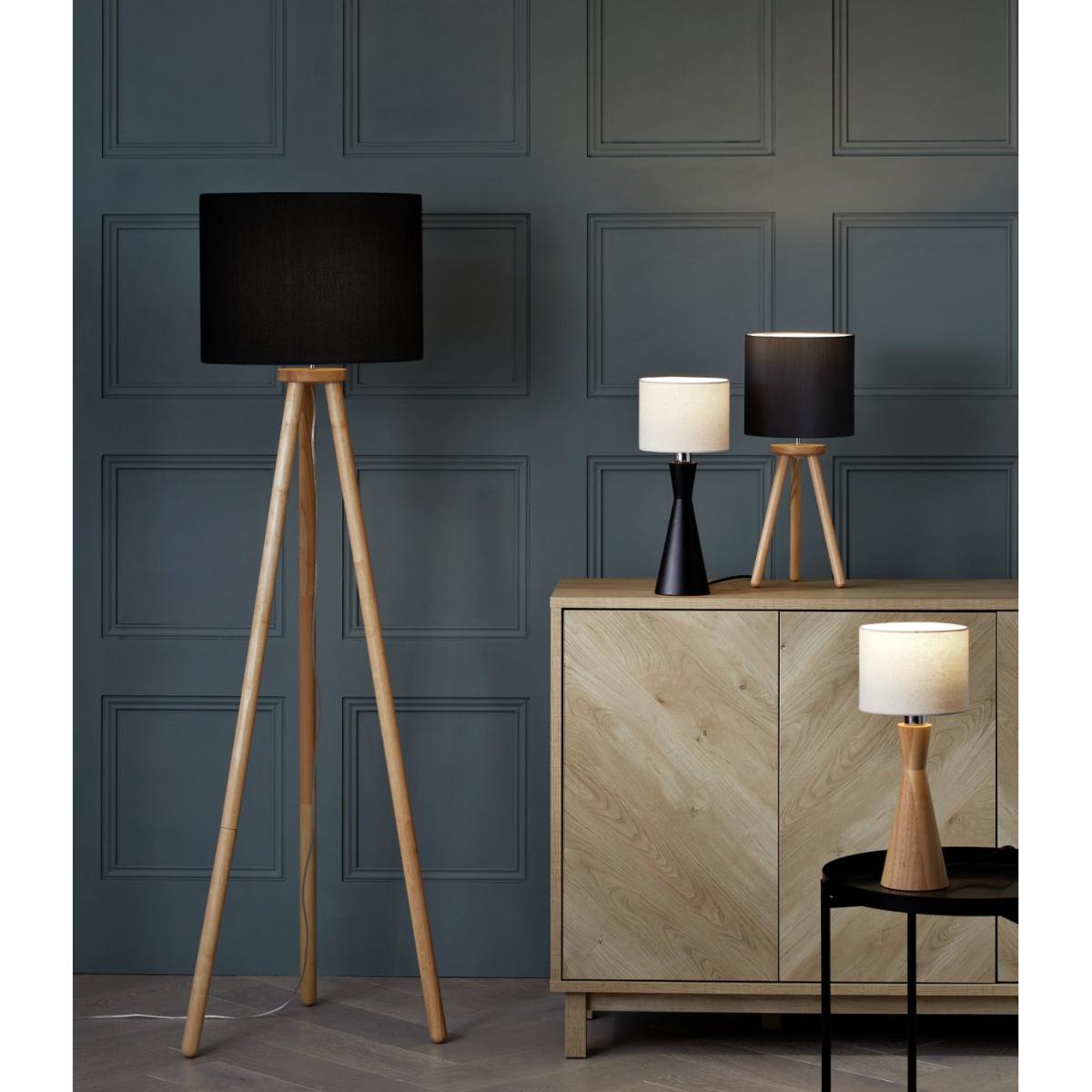 Habitat 35cm Black Wood Table Lamp - Black and White – image 8