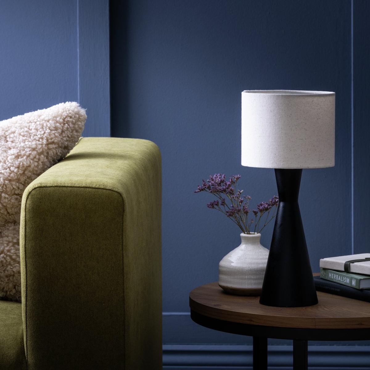 Habitat 35cm Black Wood Table Lamp - Black and White – image 1