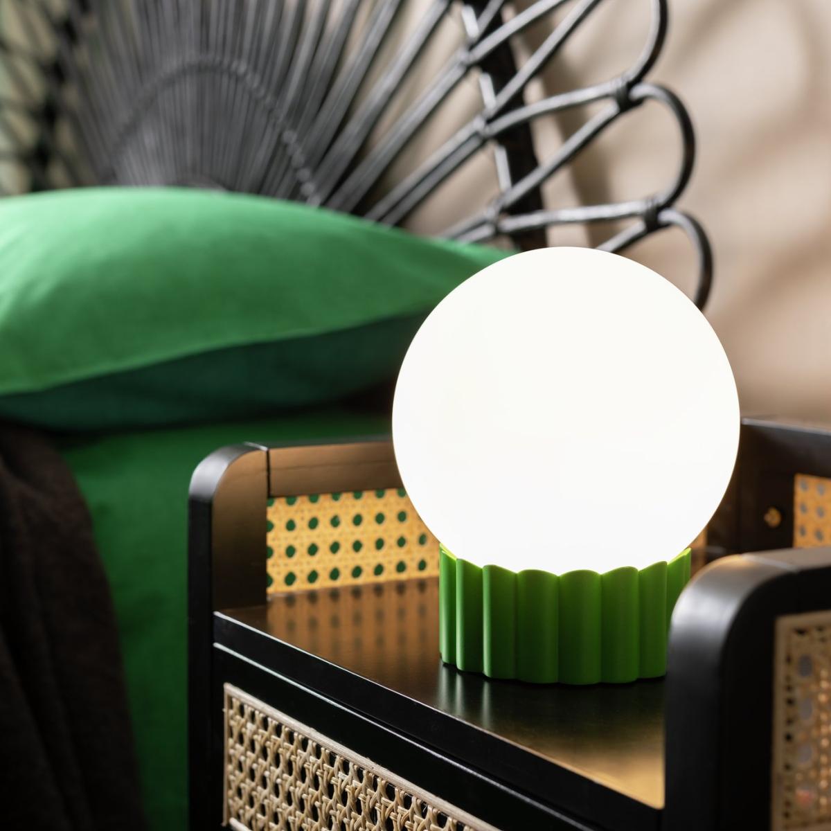 Habitat Ribbed Globe Table Lamp - Green & White – image 2