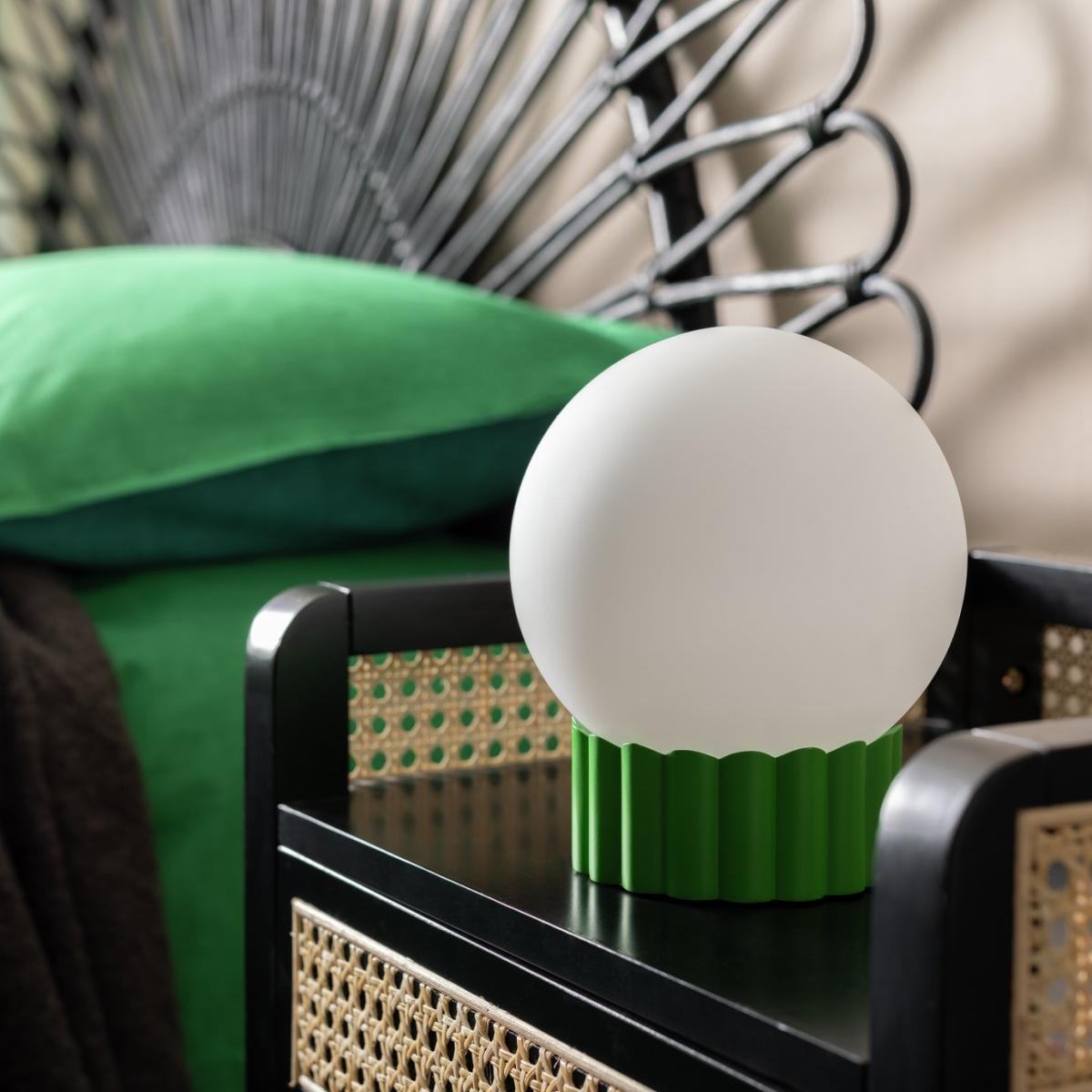 Habitat Ribbed Globe Table Lamp - Green & White – image 1