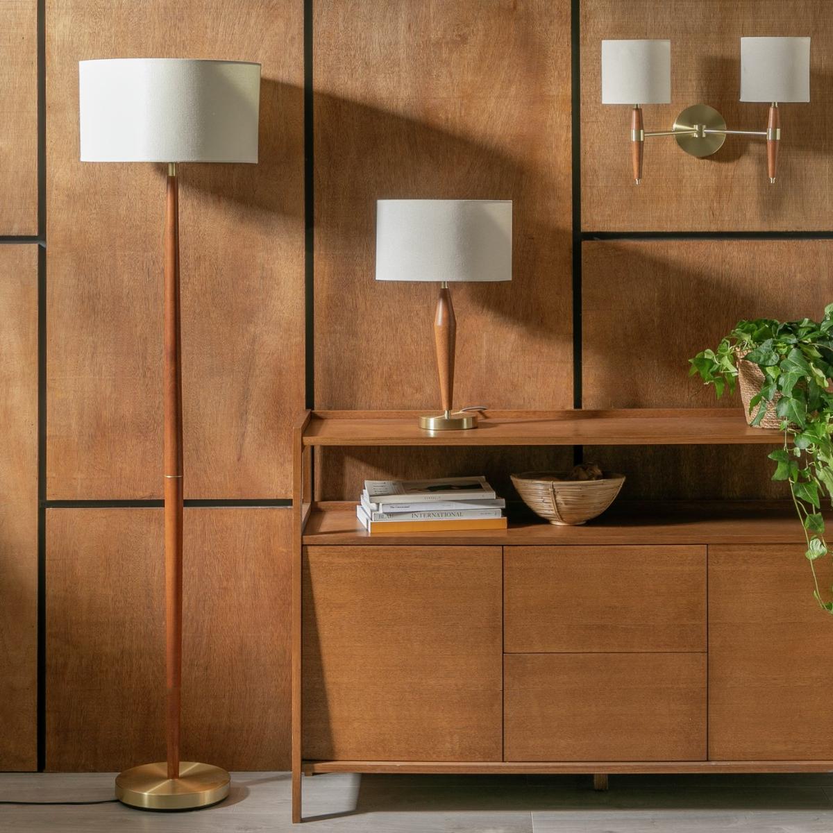 Habitat Century Wood 50cm Table Lamp - Brass – image 8