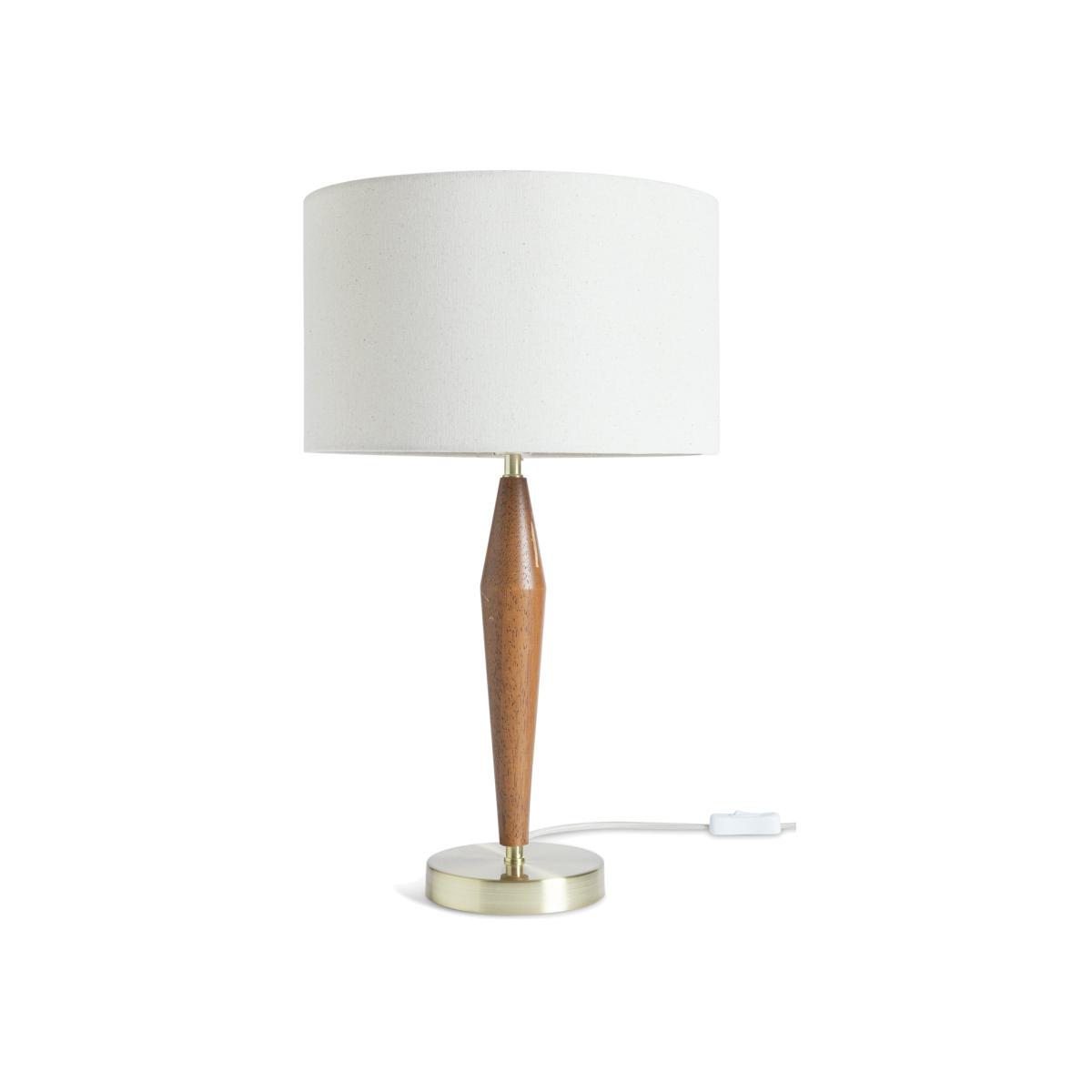 Habitat Century Wood 50cm Table Lamp - Brass – image 1