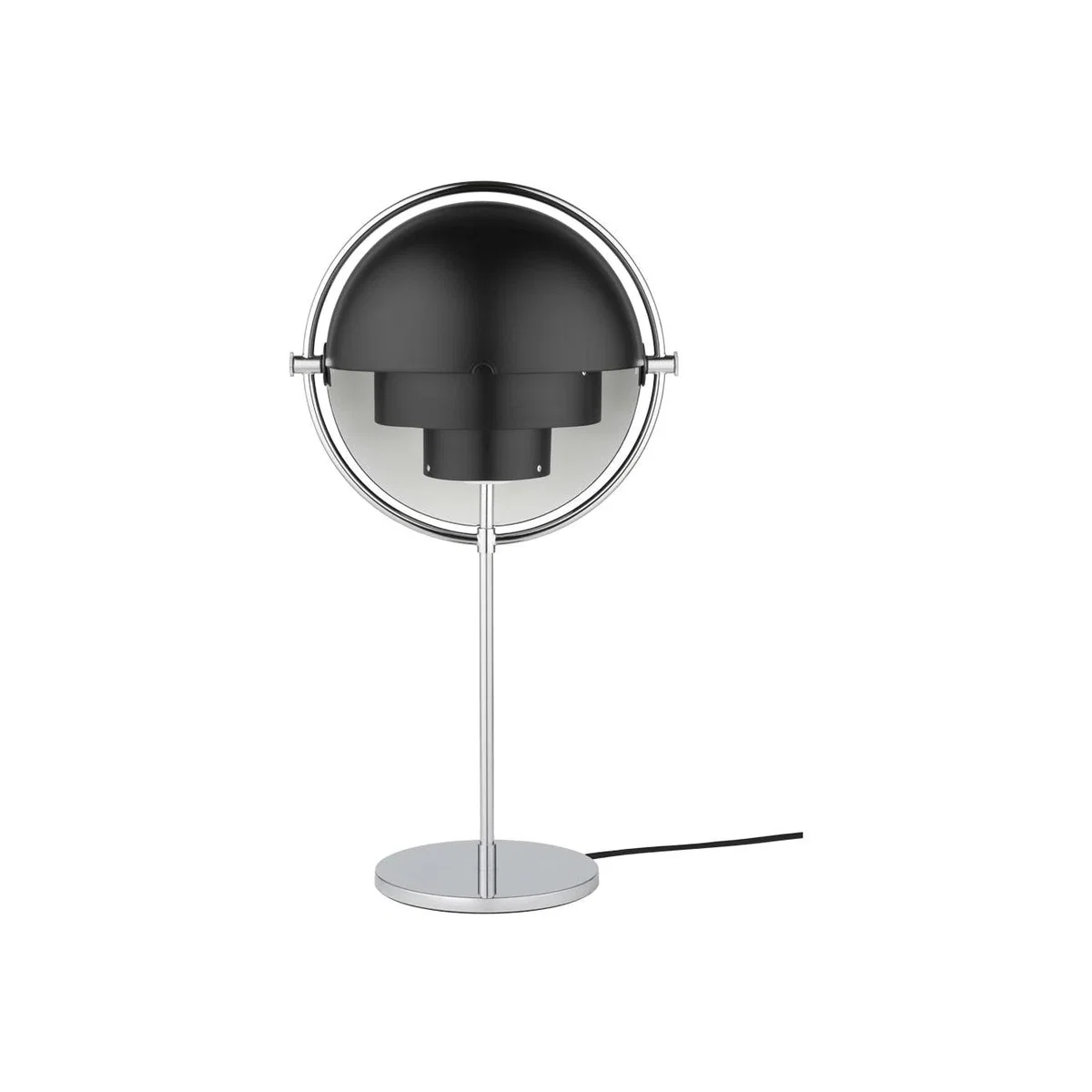 Gubi Multi Lite Table Lamp Chrome Black Shade - Heal's UK Lighting