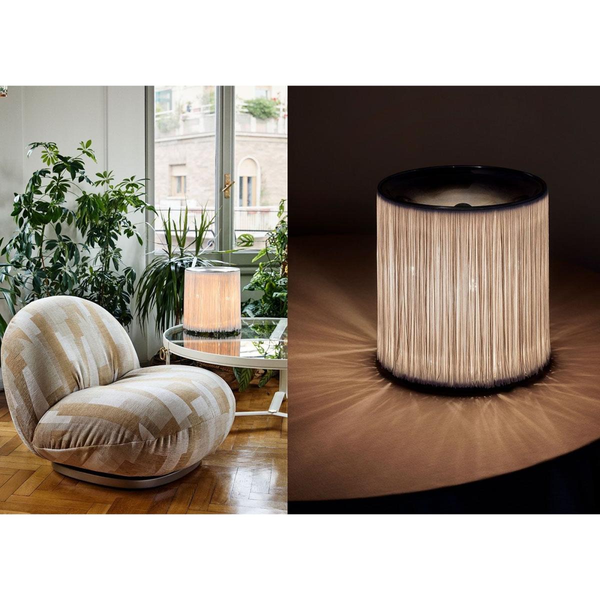 Gubi Model 597 Table Lamp Polished Aluminum/Cream Fringe – image 3
