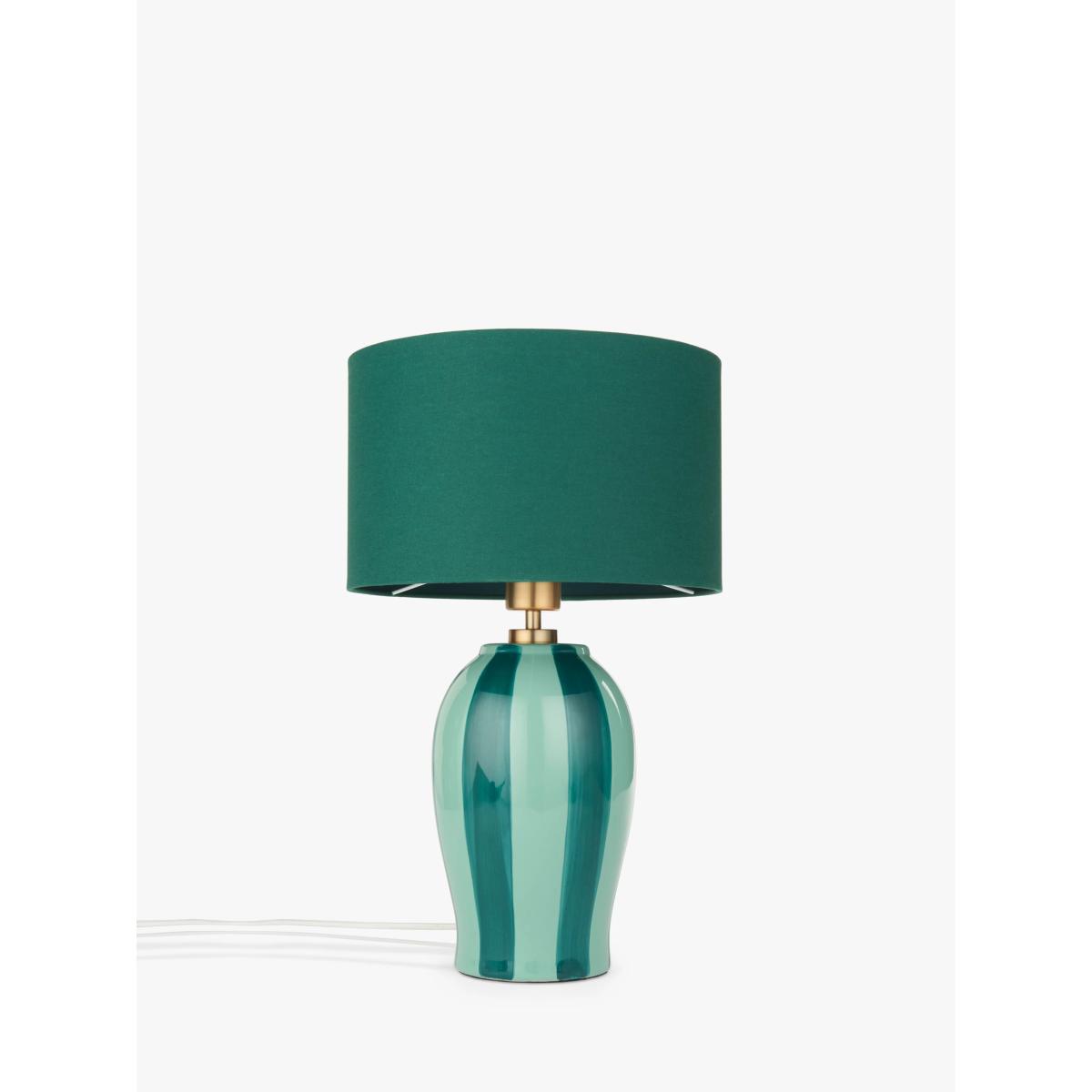 John Lewis Burano Striped Ceramic Table Lamp, Teal/Sophia Green – image 2