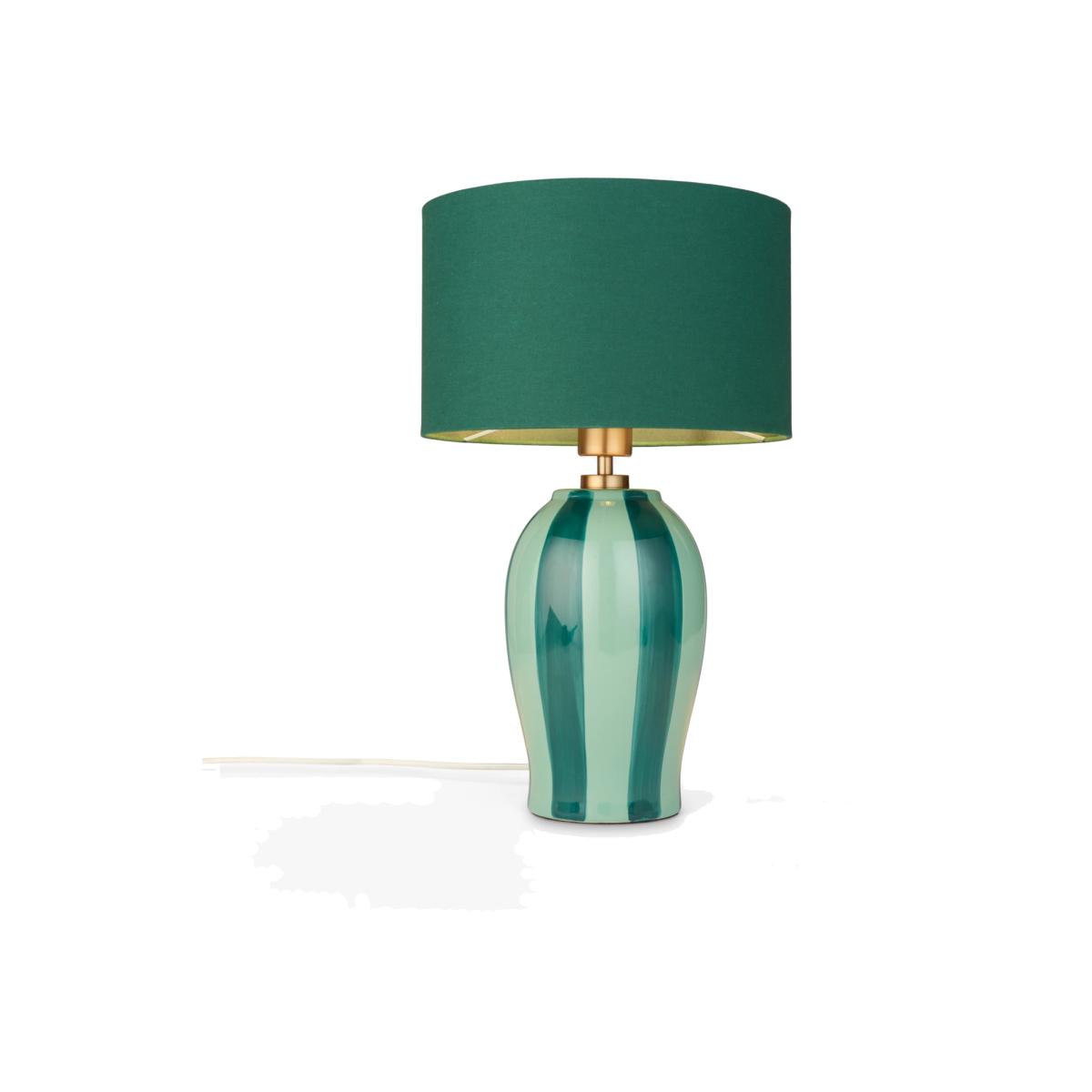 John Lewis Burano Striped Ceramic Table Lamp, Teal/Sophia Green – image 1