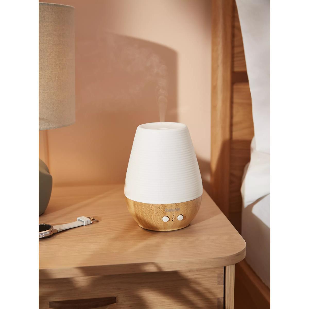 Beurer LA 40 Aroma Diffuser LED Table Lamp, White/Wood – image 2