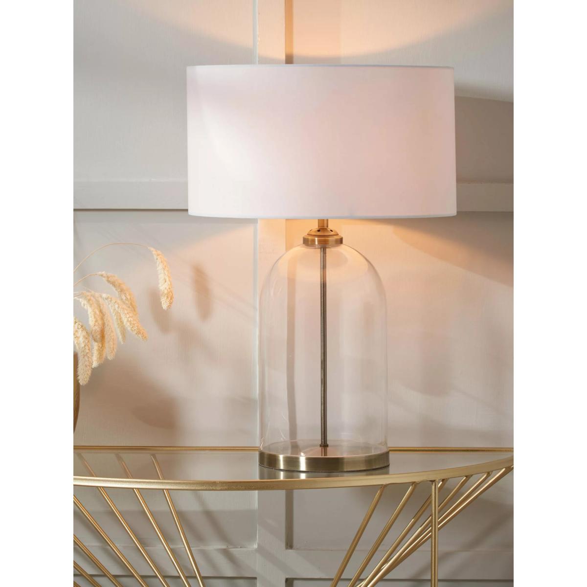 Pacific Lifestyle Cloche Glass Base Table Lamp, Clear/Antique Brass – image 2