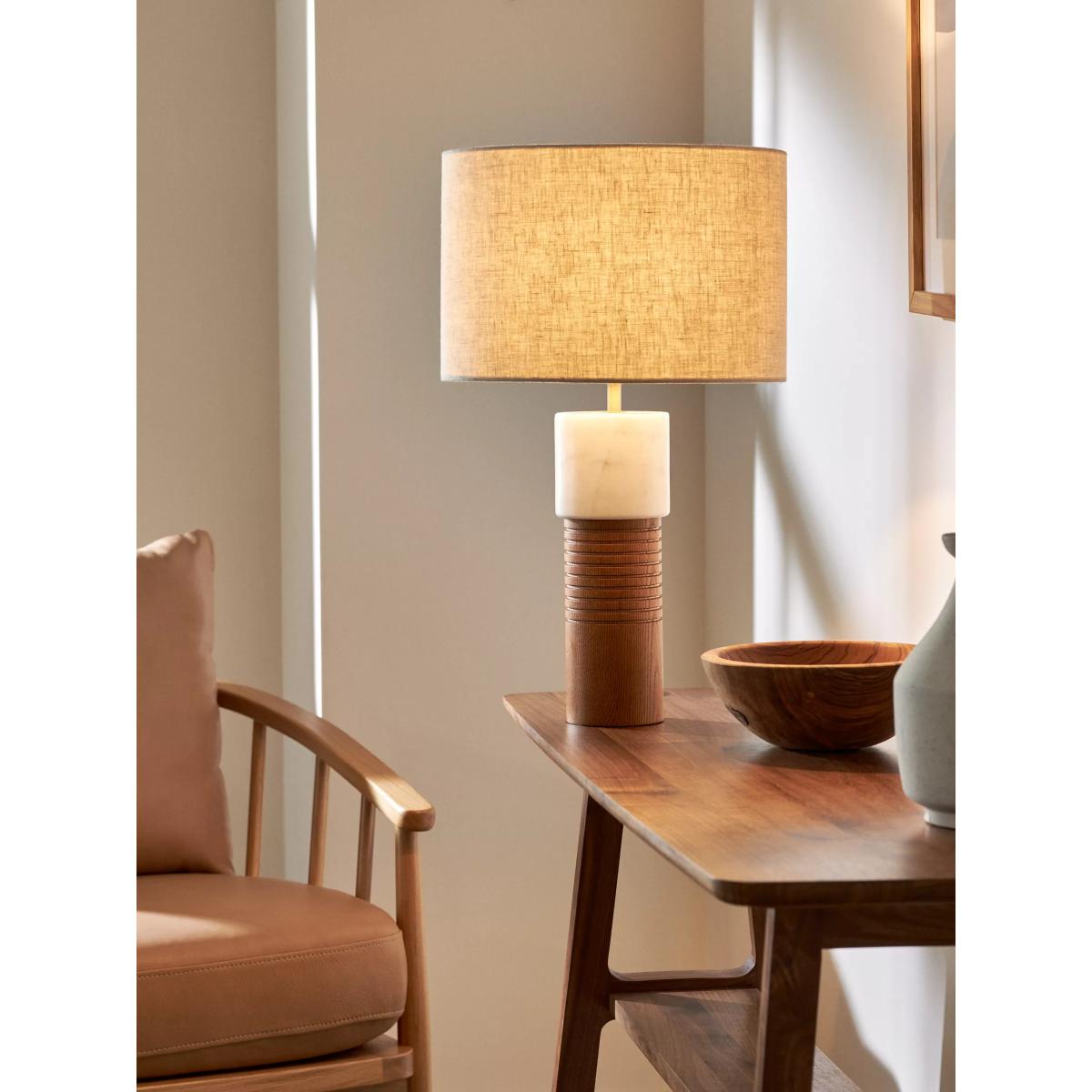 John Lewis Stack Marble Tall Table Lamp, Walnut/White – image 2