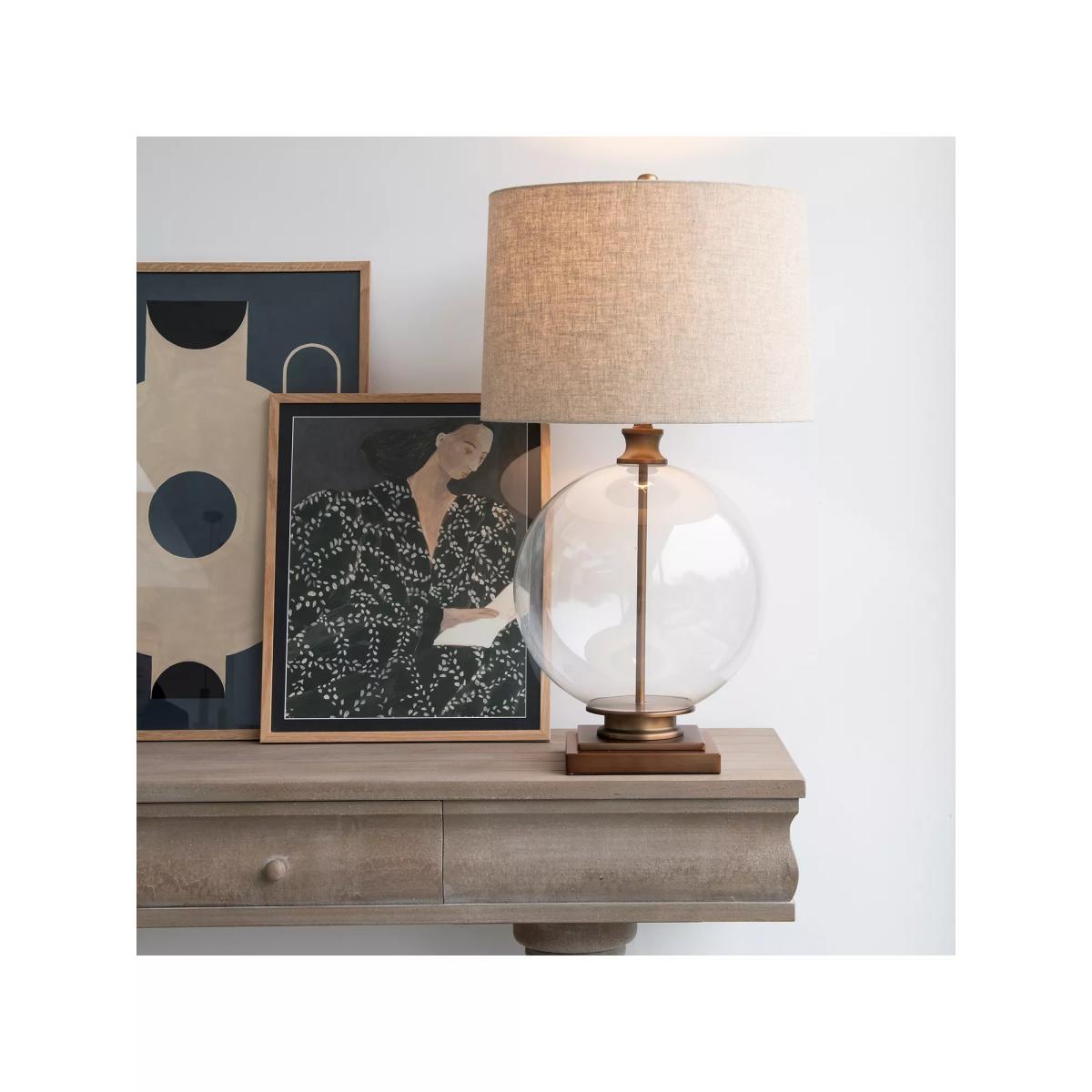 One.World Clifton Round Glass Table Lamp, Brushed Gold – image 2