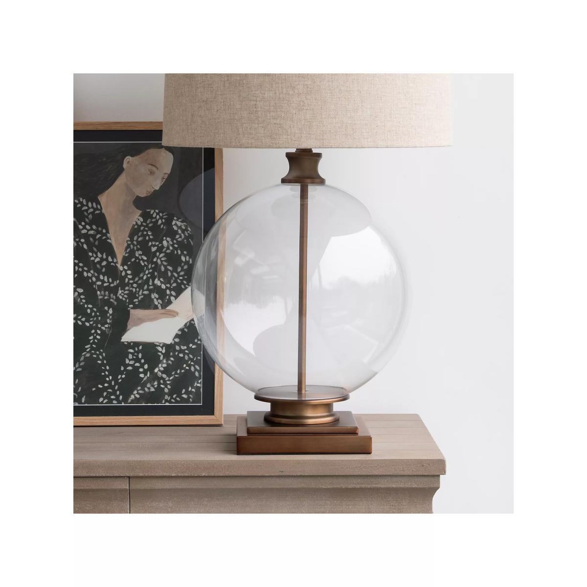 One.World Clifton Round Glass Table Lamp, Brushed Gold – image 3