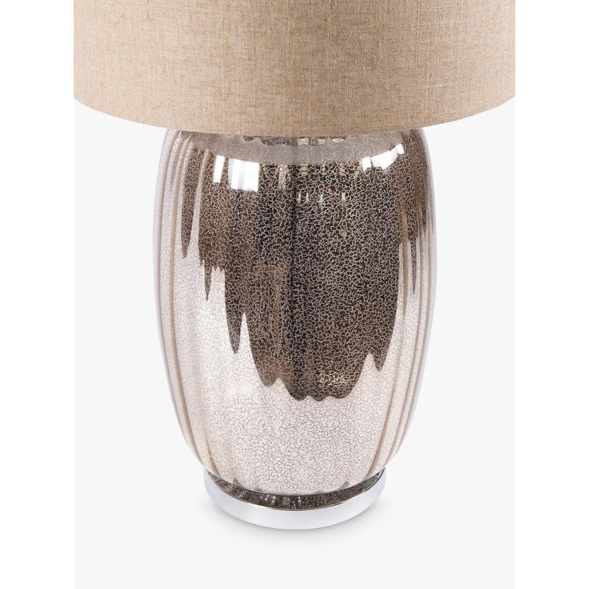One.World Clifton Crackle Base Linen Shared Table Lamp, Mercury – image 2