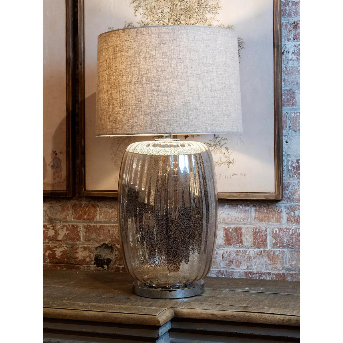 One.World Clifton Crackle Base Linen Shared Table Lamp, Mercury – image 3