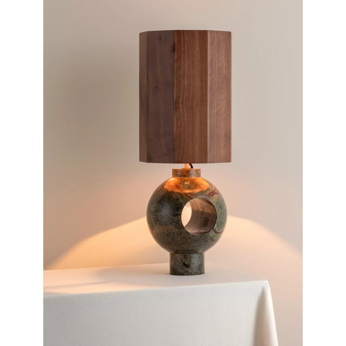 Lights & Lamps x Elle Decoration Edition 1.1 & Edition 1.8 Marble Table Lamp, Green/Wood – image 2