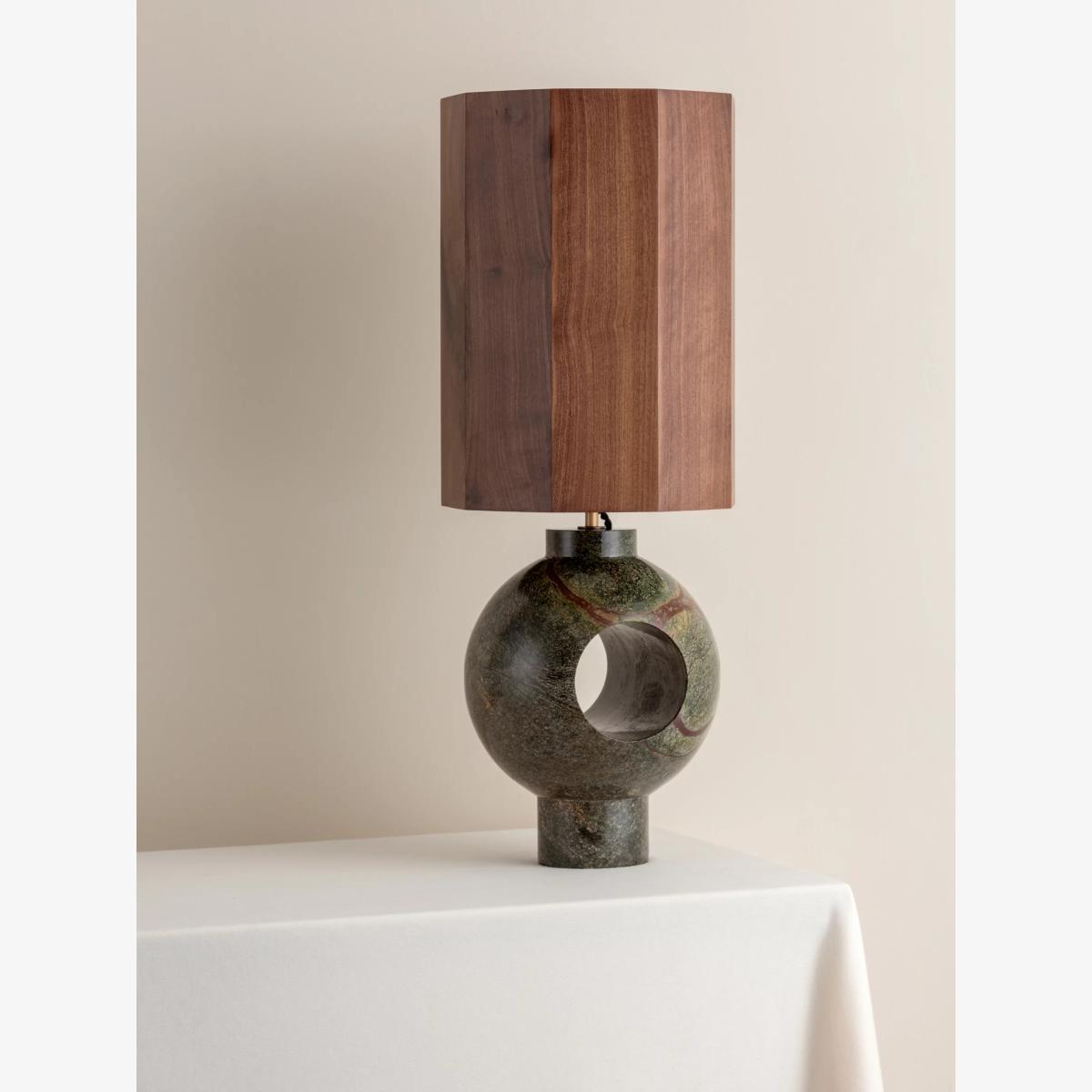 Lights & Lamps x Elle Decoration Edition 1.1 & Edition 1.8 Marble Table Lamp, Green/Wood – image 1