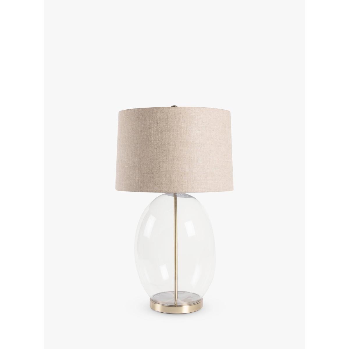 One.World Glass Base Linen Shade Table Lamp, Clear – image 3