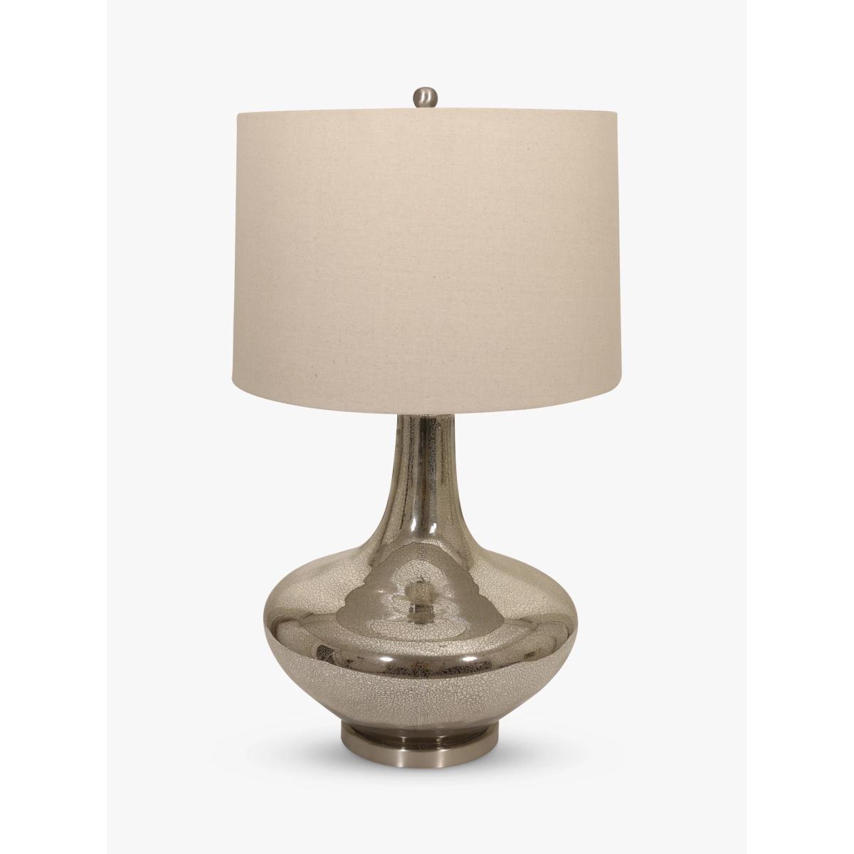 One.World Clifton Crackle Glaze Base Linen Shade Table Lamp, Nickel – image 2