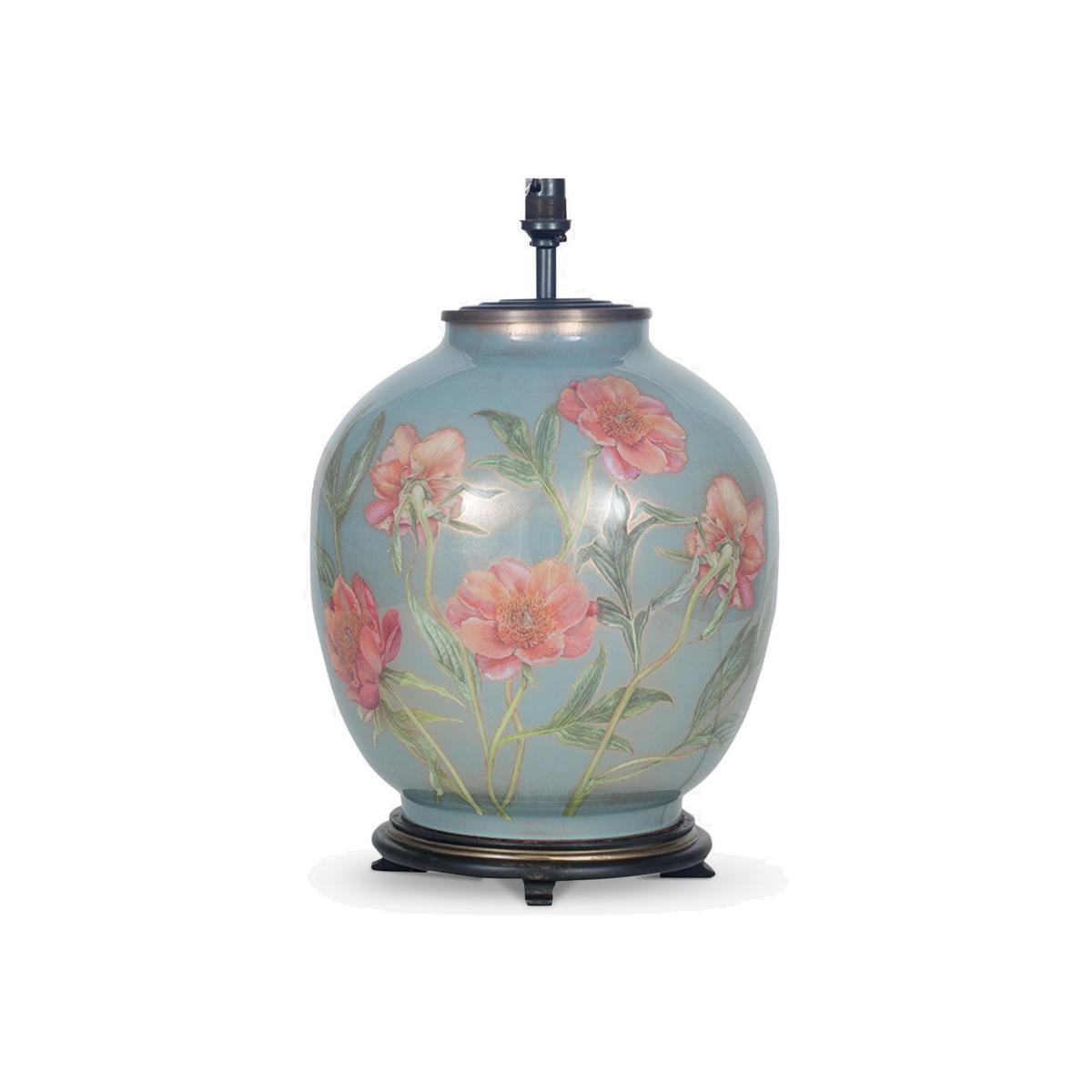 Jenny Worrall Coral Peonies Glass Lamp Base, Blue, H41.5cm – image 1