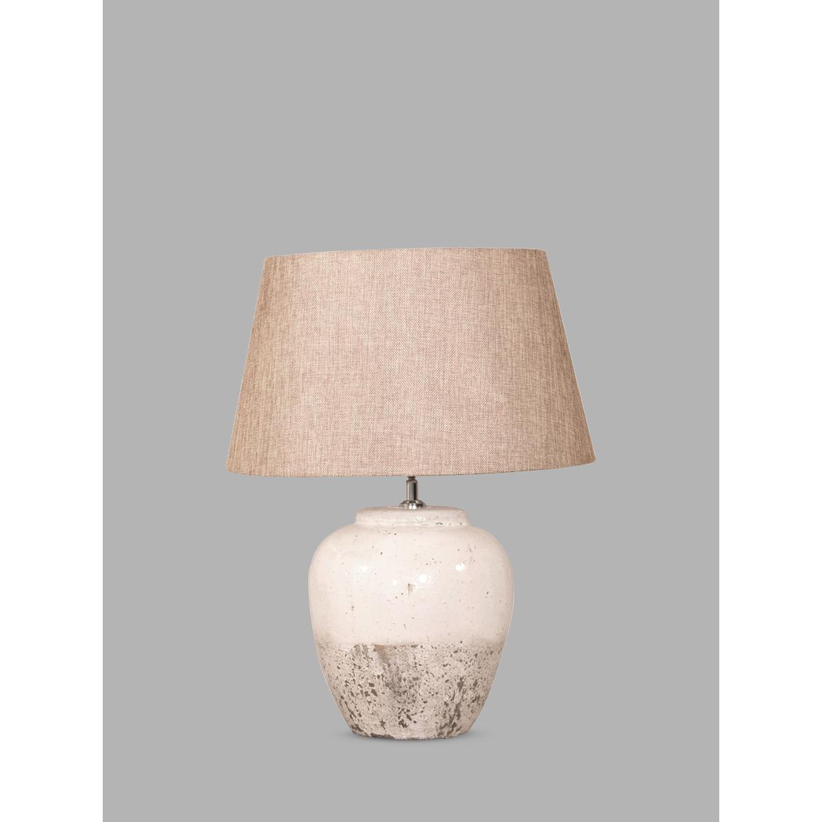 One.World Birkdale Rounded Terracotta Stone Base Linen Shade Table Lamp, Stone – image 3