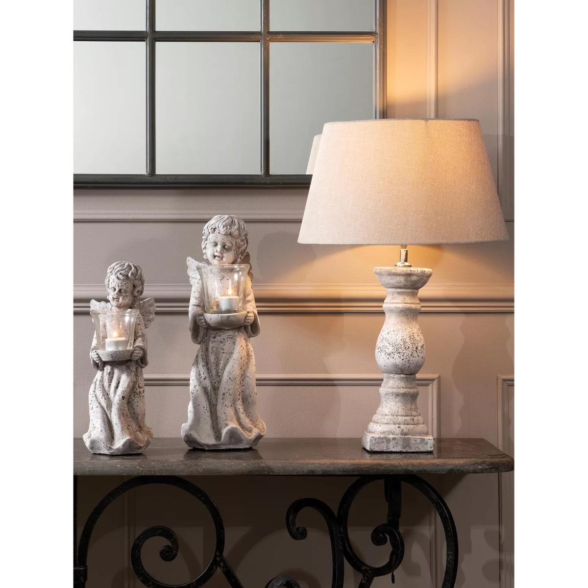 One.World Birkdale Curved Base Terracotta Linen Shade Table Lamp, Stone – image 5
