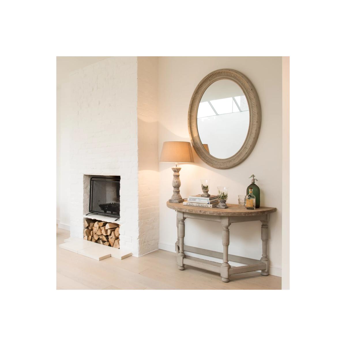 One.World Birkdale Curved Base Terracotta Linen Shade Table Lamp, Stone – image 1