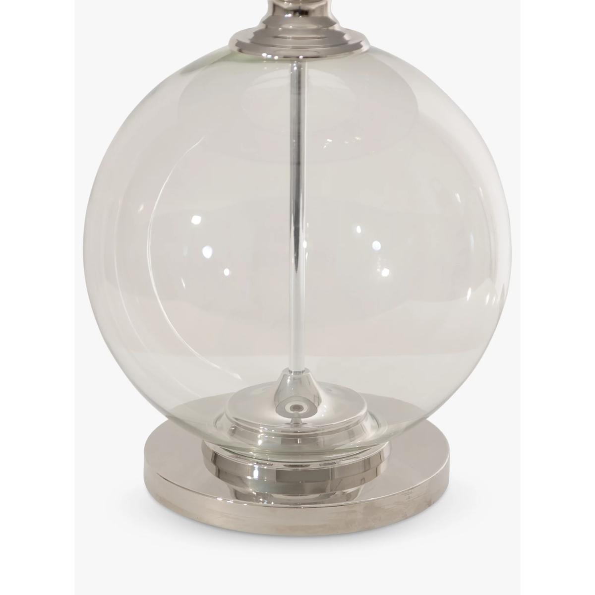 One.World Clifton Spherical Glass Base Linen Shade Table Lamp, Clear/Grey – image 2