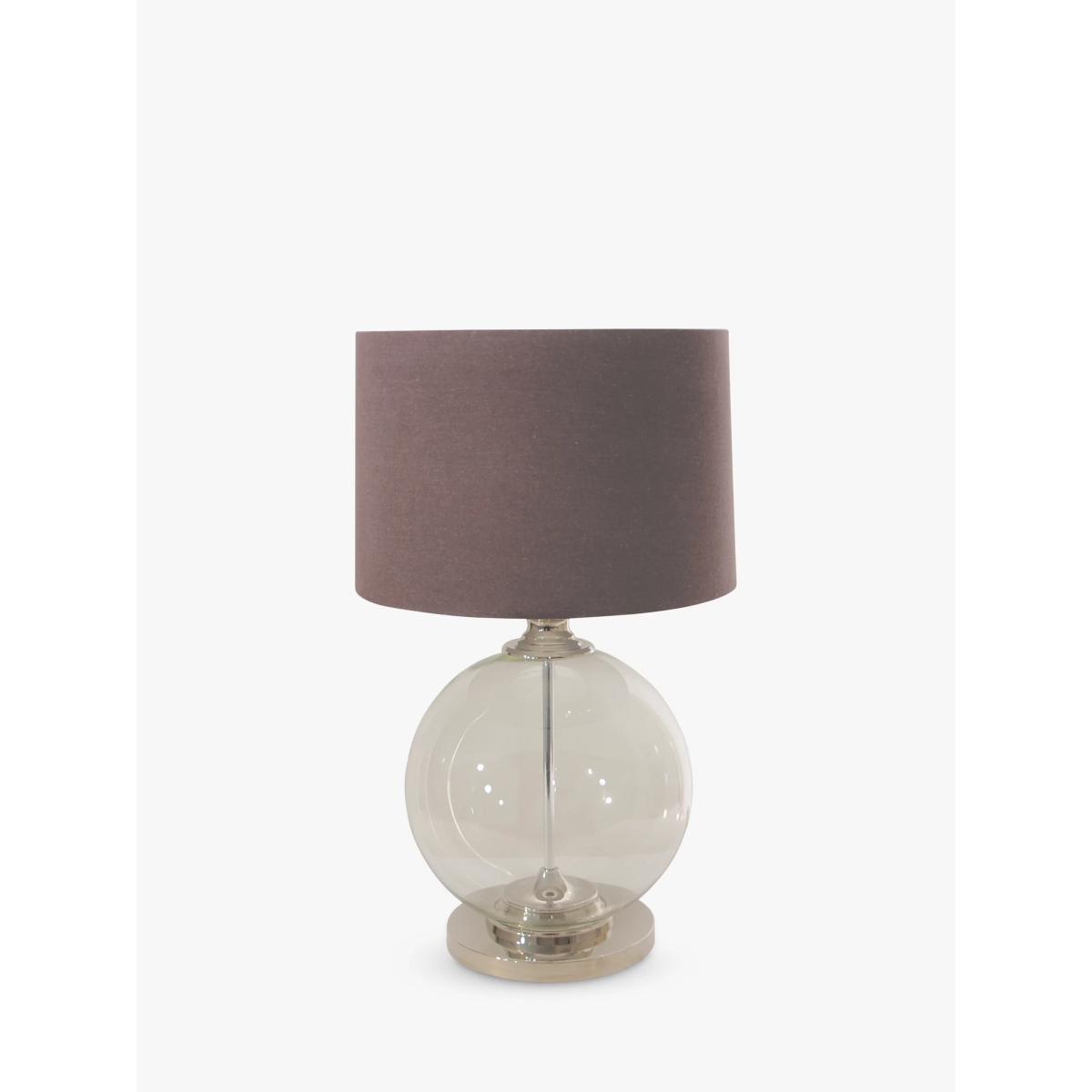 One.World Clifton Spherical Glass Base Linen Shade Table Lamp, Clear/Grey – image 3