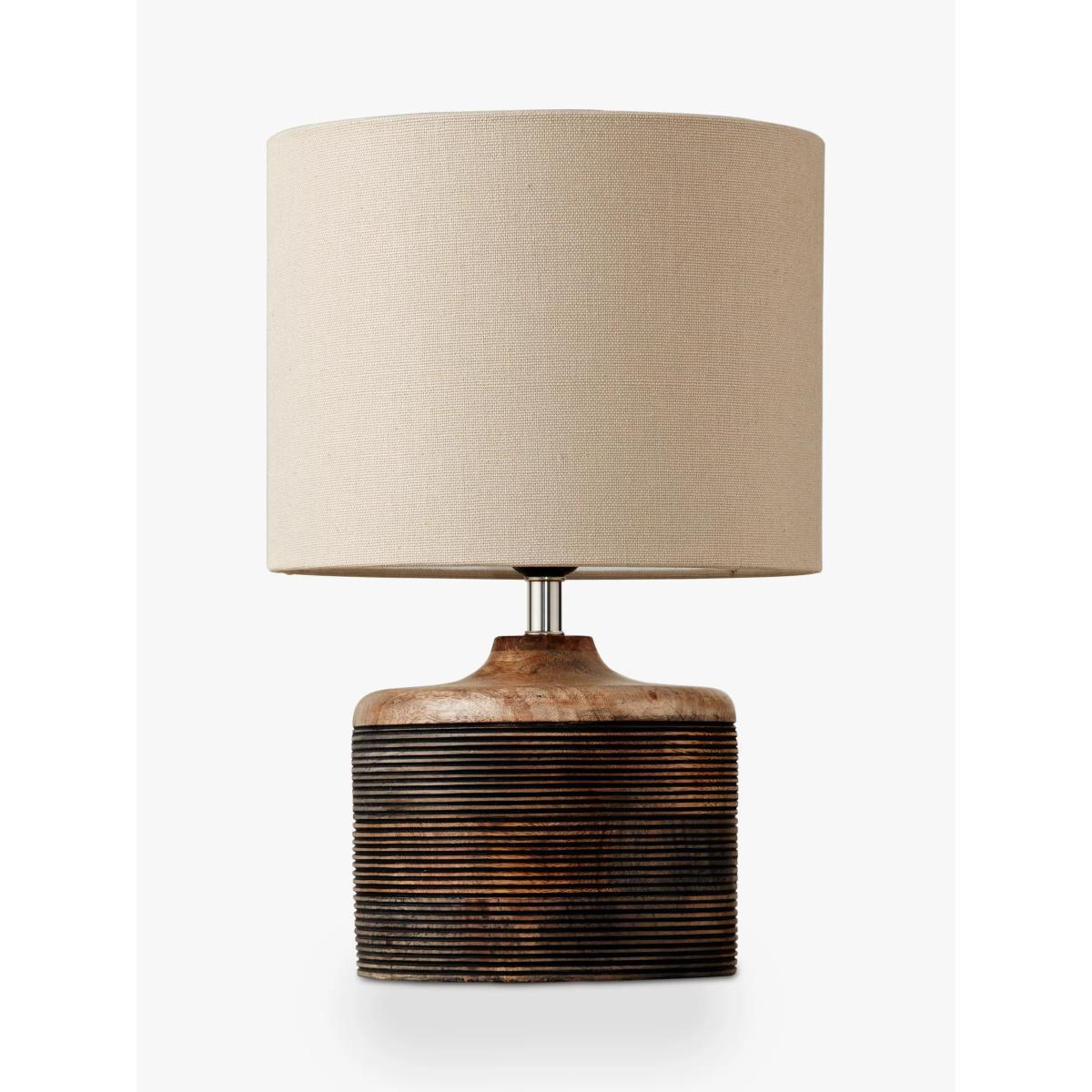John Lewis & Partners Ira Ribbed Wooden Table Lamp, Brown – image 2