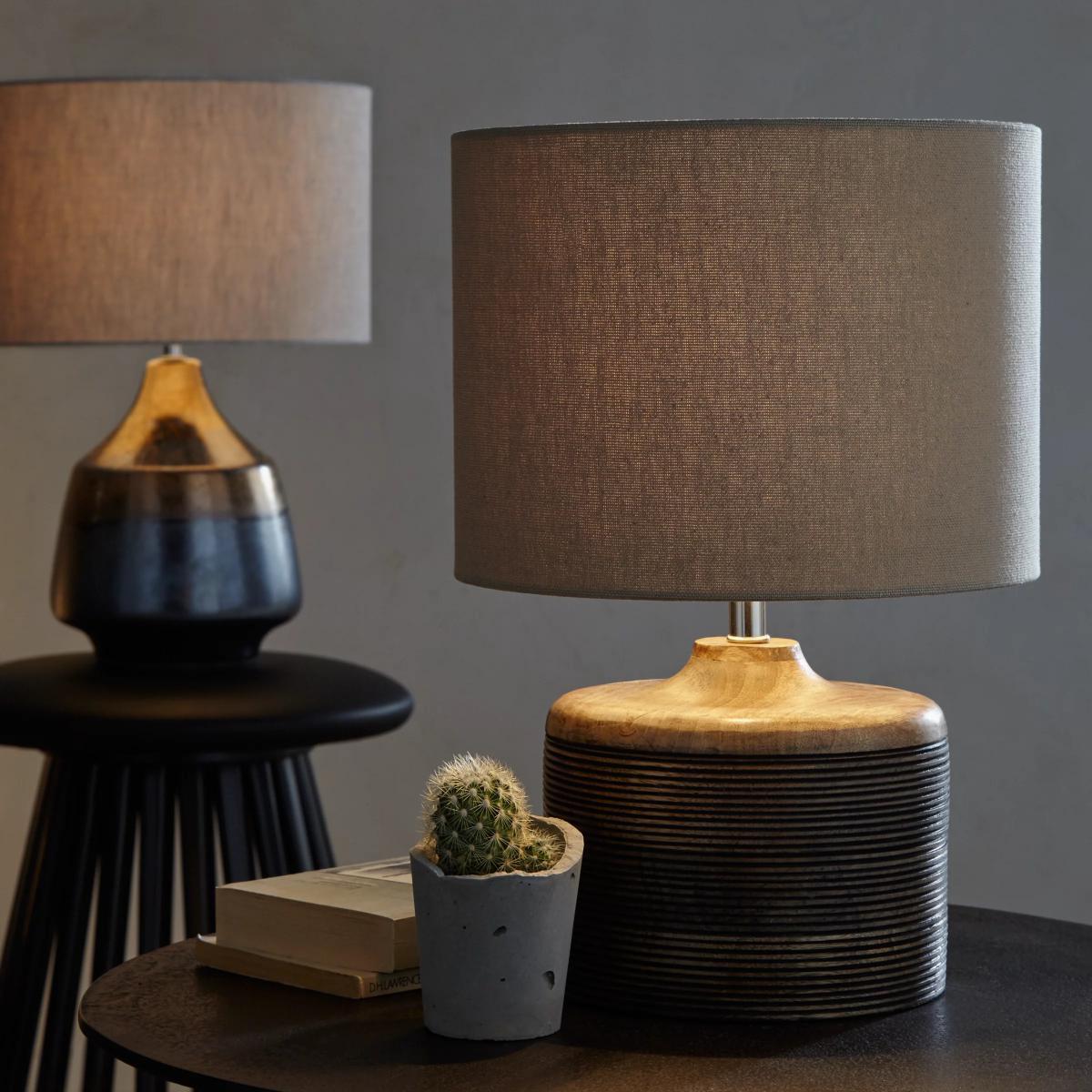 John Lewis & Partners Ira Ribbed Wooden Table Lamp, Brown – image 6