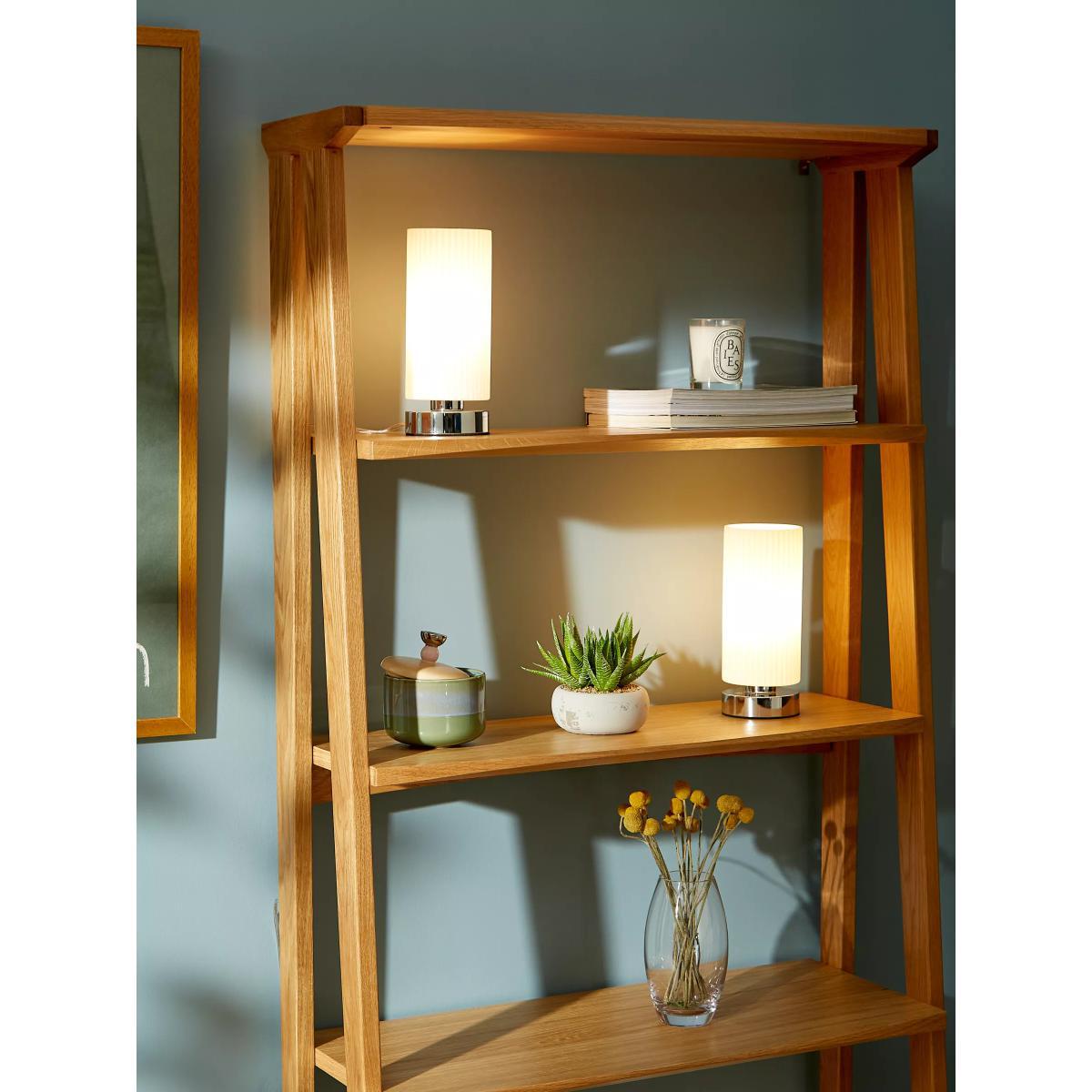 John Lewis & Partners Ridge Opal Glass Touch Lamps, White, Set of 2 – image 2