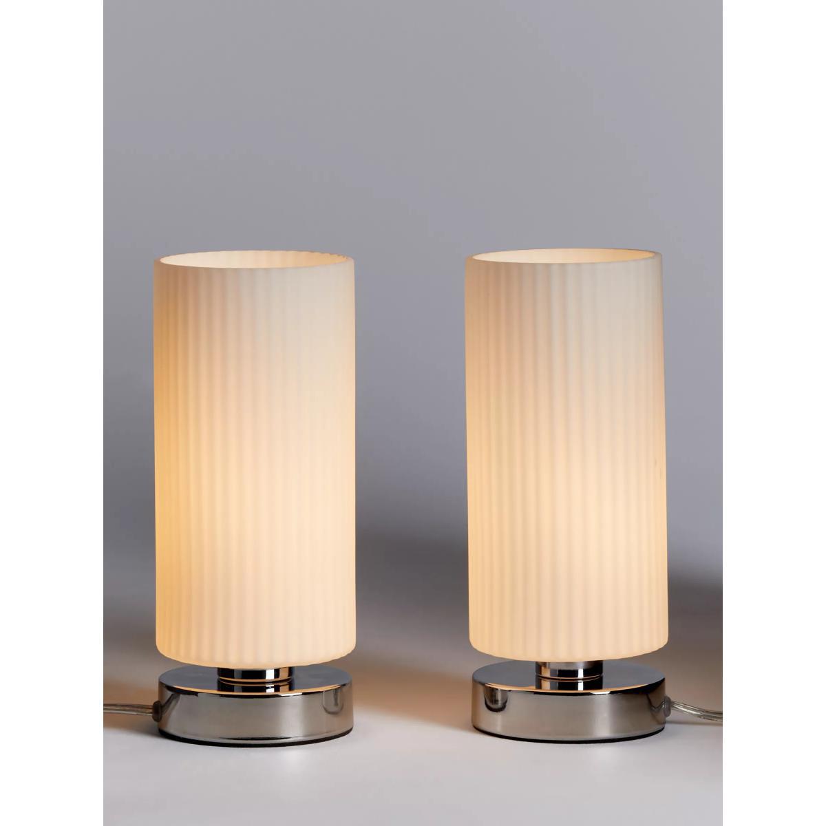 John Lewis & Partners Ridge Opal Glass Touch Lamps, White, Set of 2 – image 3