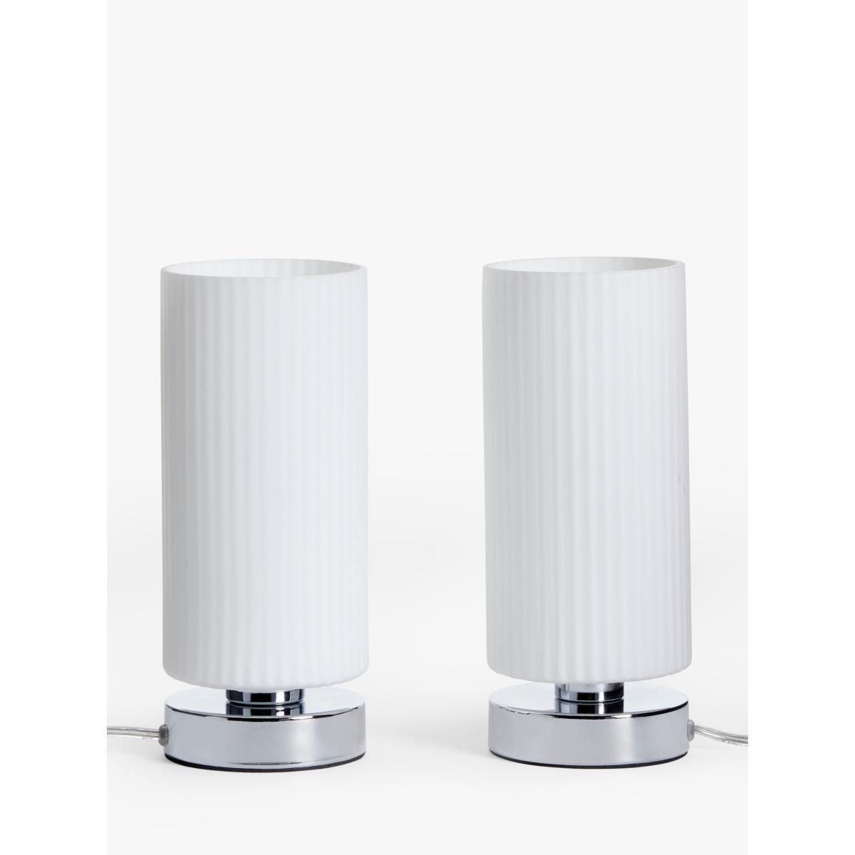 John Lewis & Partners Ridge Opal Glass Touch Lamps, White, Set of 2 – image 4