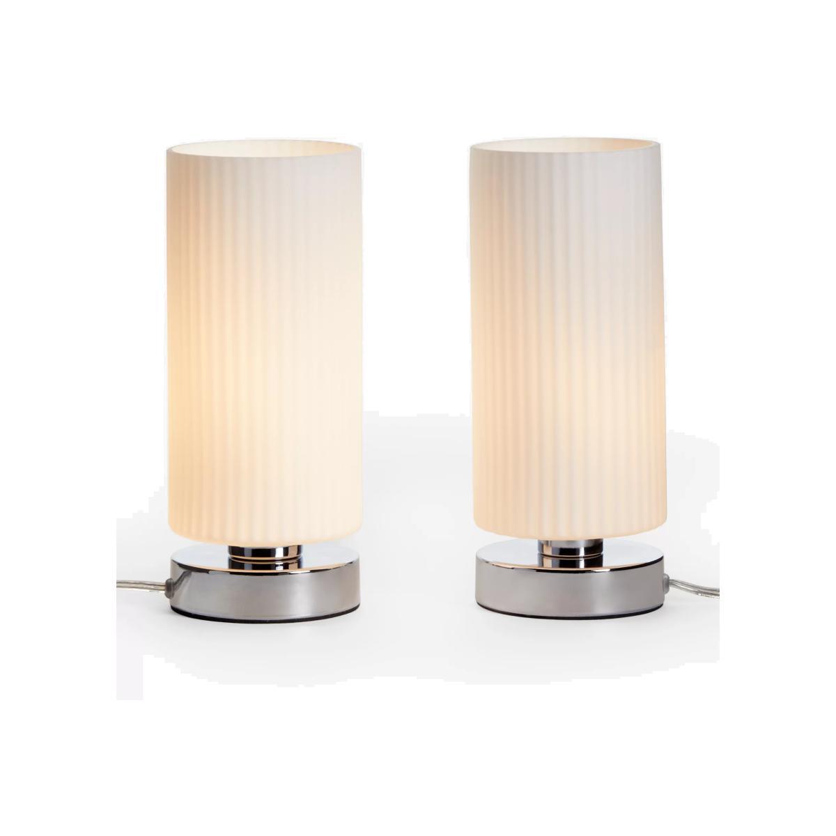 John Lewis & Partners Ridge Opal Glass Touch Lamps, White, Set of 2 – image 1