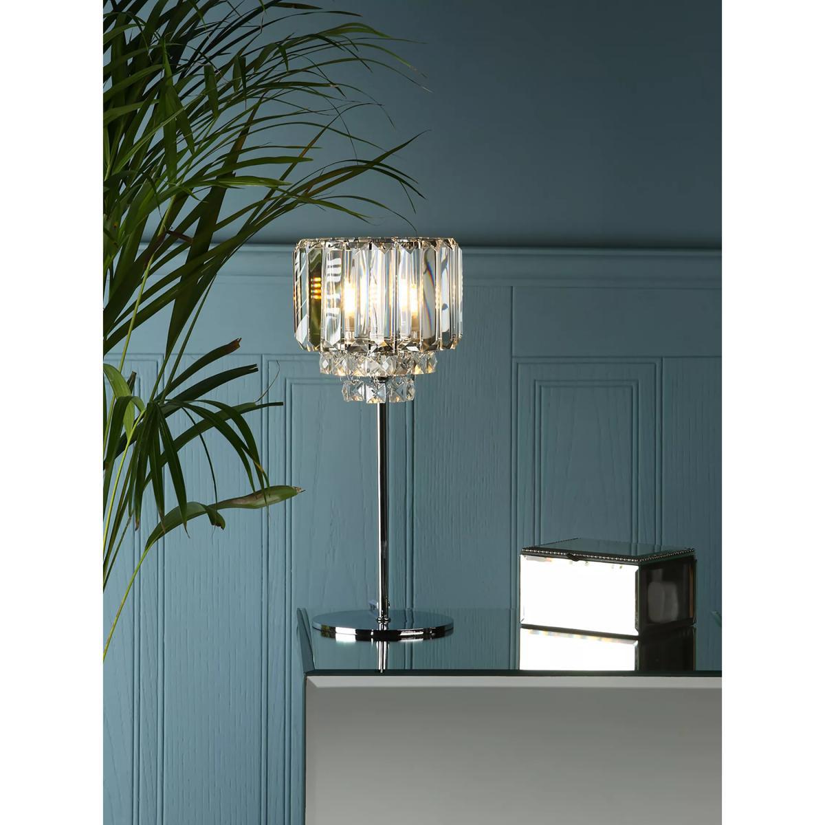 Laura Ashley Vienna Crystal Table Lamp, Clear/Polished Chrome – image 1