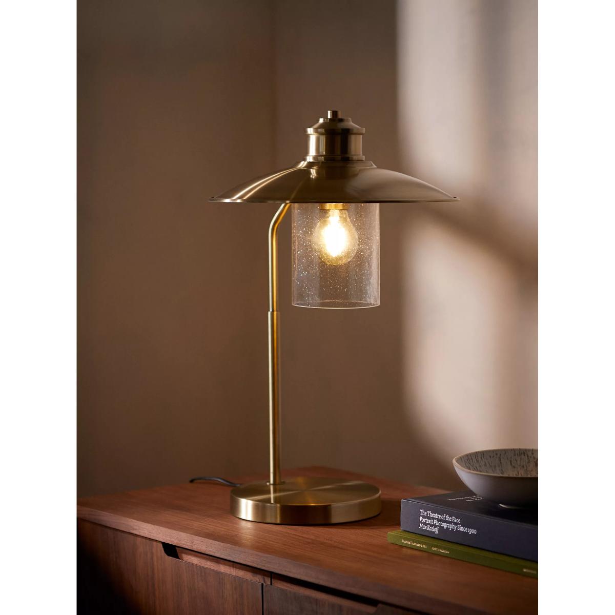 John Lewis Torrin Metal & Glass Table Lamp, Antique Brass – image 2