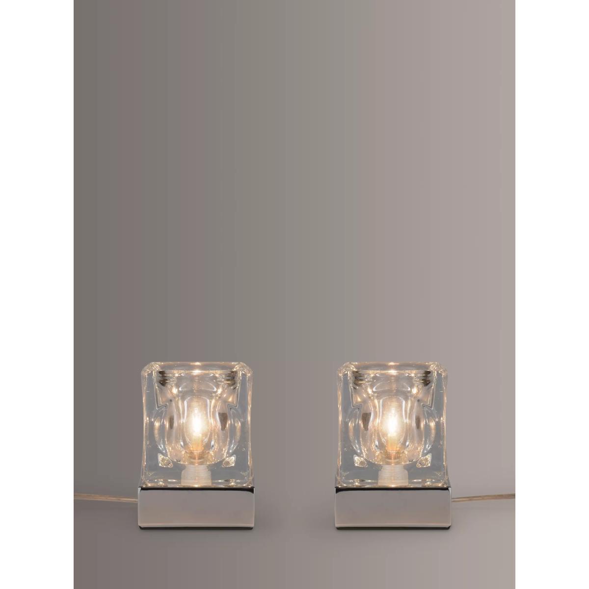 John Lewis & Partners Cuboid Touch Table Lamps, Set of 2, Polished Chrome – image 1