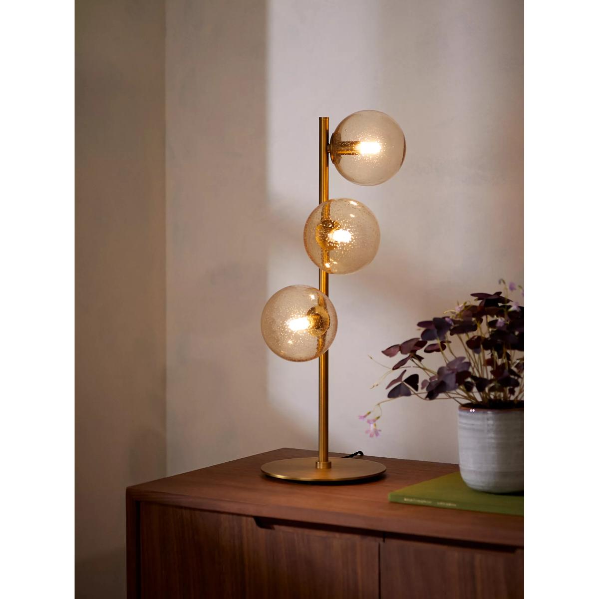 John Lewis Champagne Bubble 3 Glass Table Lamp, Champagne/Warm Brass – image 2