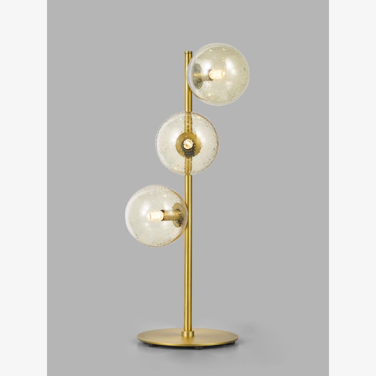 John Lewis Champagne Bubble 3 Glass Table Lamp, Champagne/Warm Brass – image 1