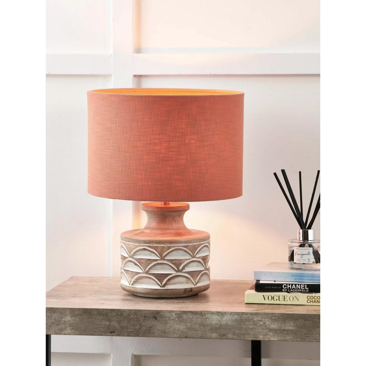 Pacific Lifestyle Kingsbury Curved Wooden Small Table Lamp, White Wash – image 3