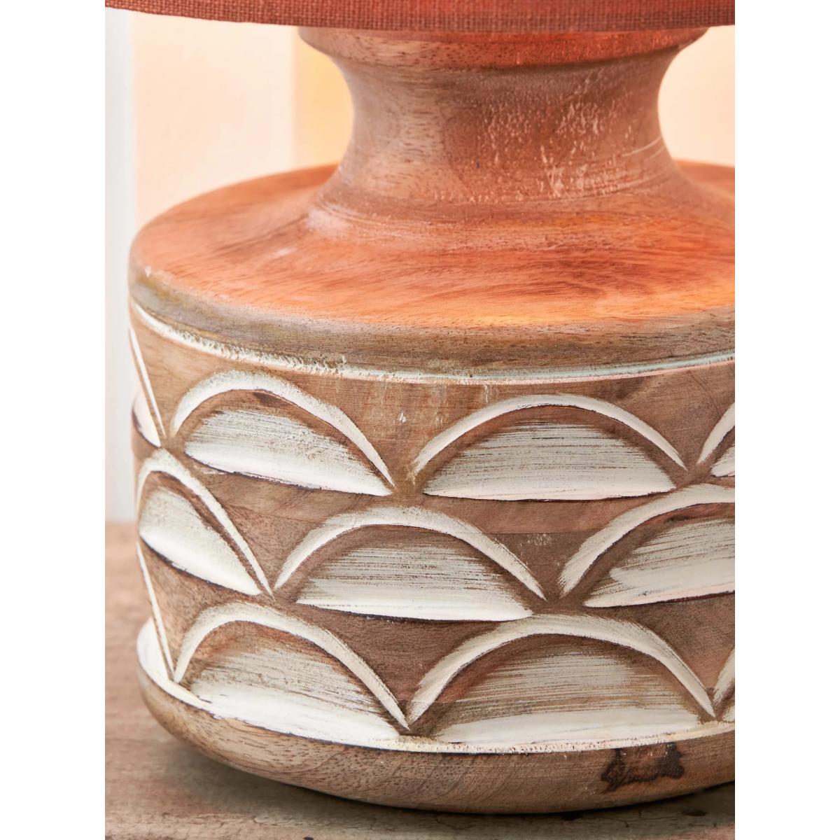 Pacific Lifestyle Kingsbury Curved Wooden Small Table Lamp, White Wash – image 4