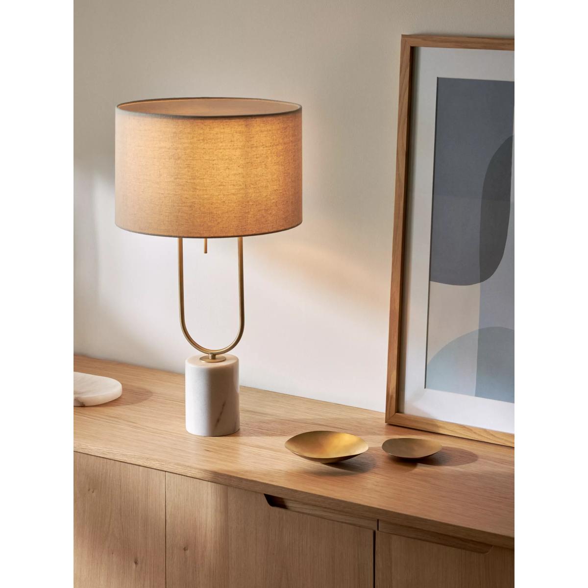 John Lewis Mid Century Dual Stem Table Lamp, White Marble/Brass – image 2