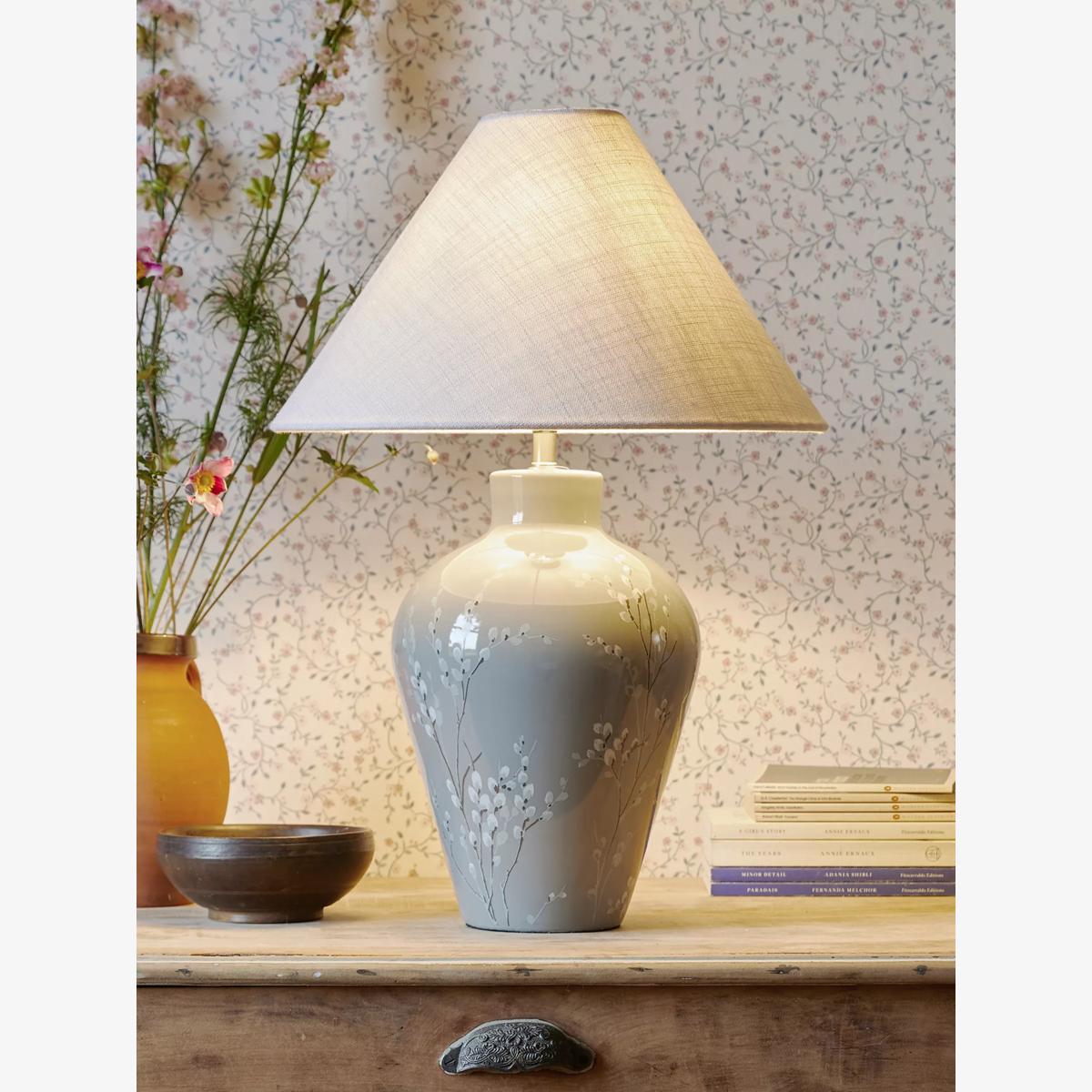 Laura Ashley Pussywillow Ceramic Table Lamp, Grey – image 1