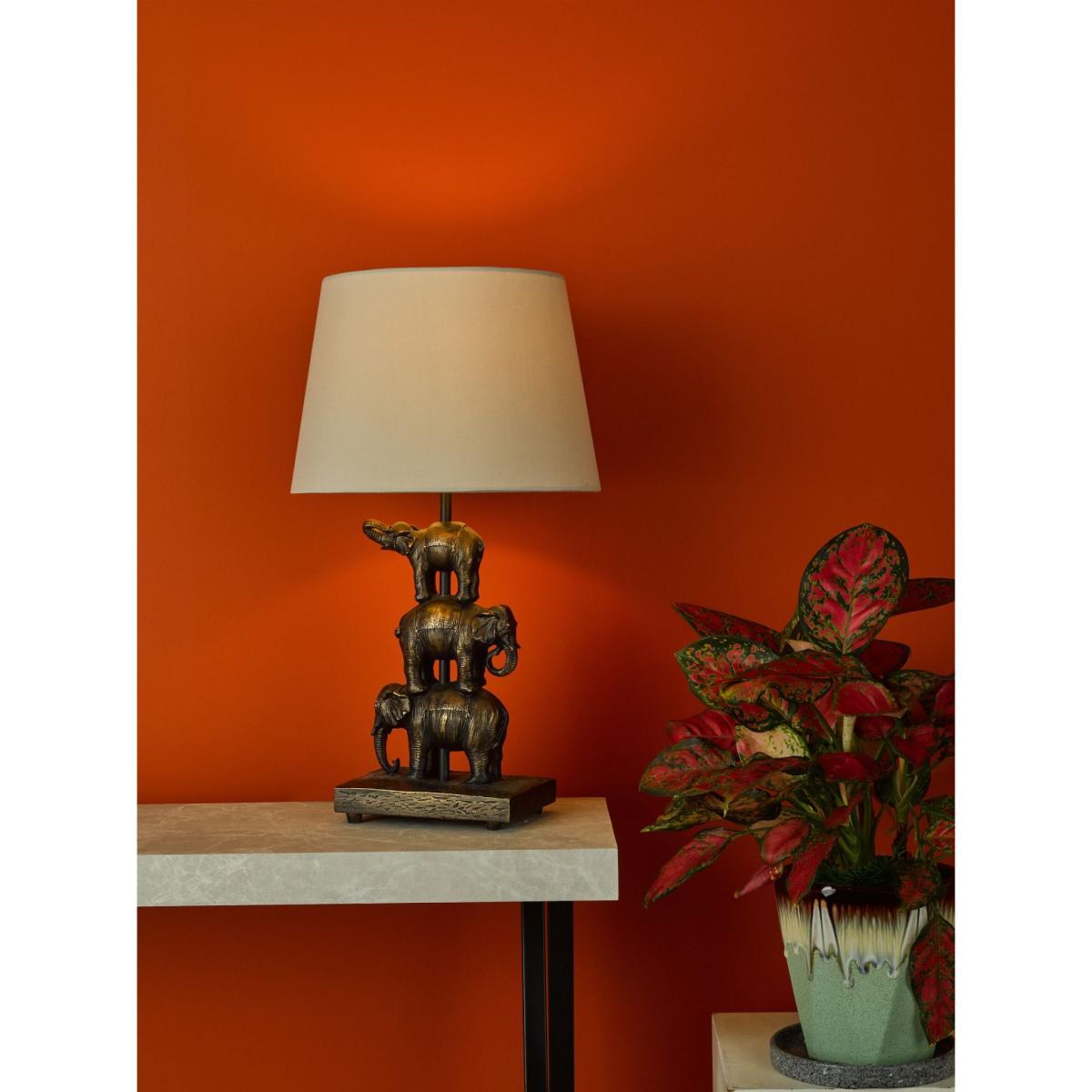 dar lighting ALI4222 Alina Elephant Table Lamp Antique Bronze with Shade – image 2