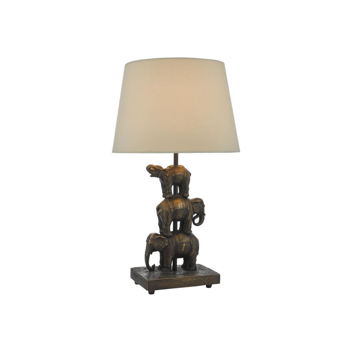 dar lighting ALI4222 Alina Elephant Table Lamp Antique Bronze with Shade – image 1